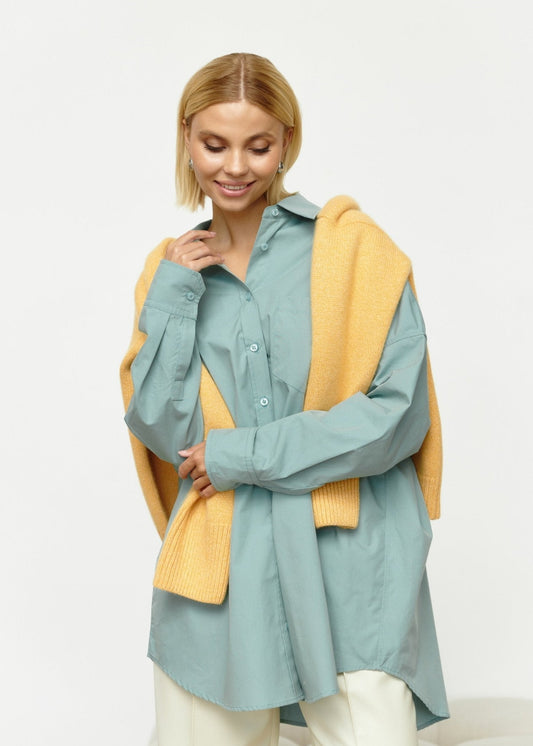 Classic Natural Cotton Shirt in Sage - NiSO