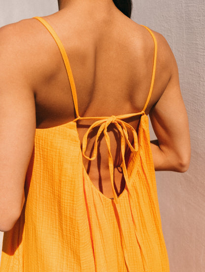 Universal Midi Muslin Summer Dress in Orange