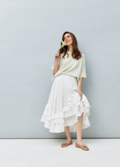 Lightweight 100% Cashmere T-Shirt in Ivory