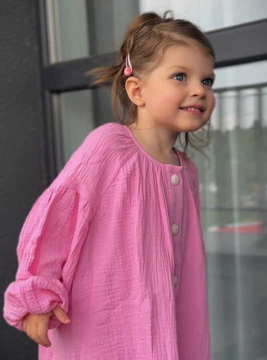 Kids Muslin Set with Shorts in Pink - NiSO