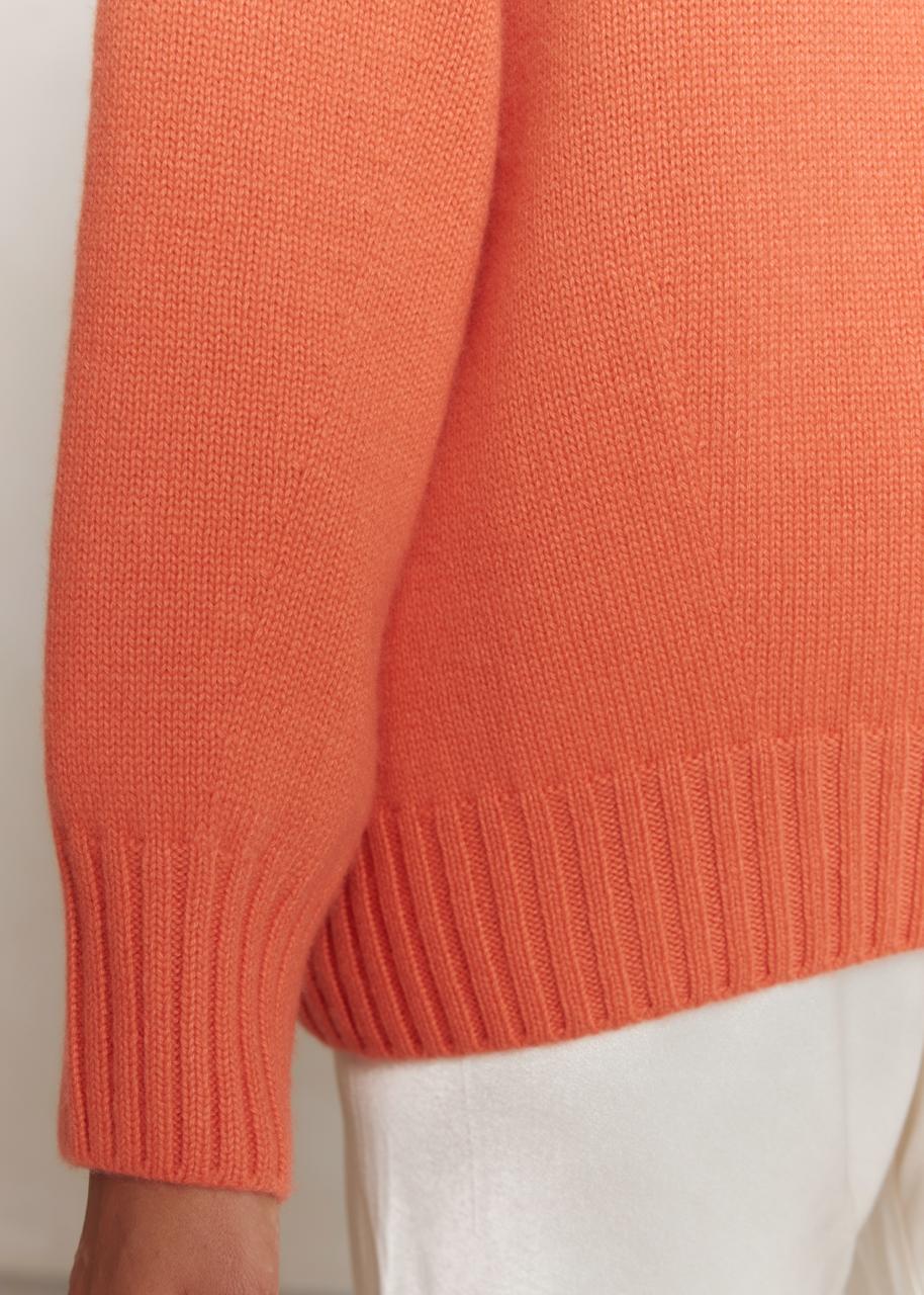 LYBID Crew - Neck Cashmere Sweater in Orange - NiSO