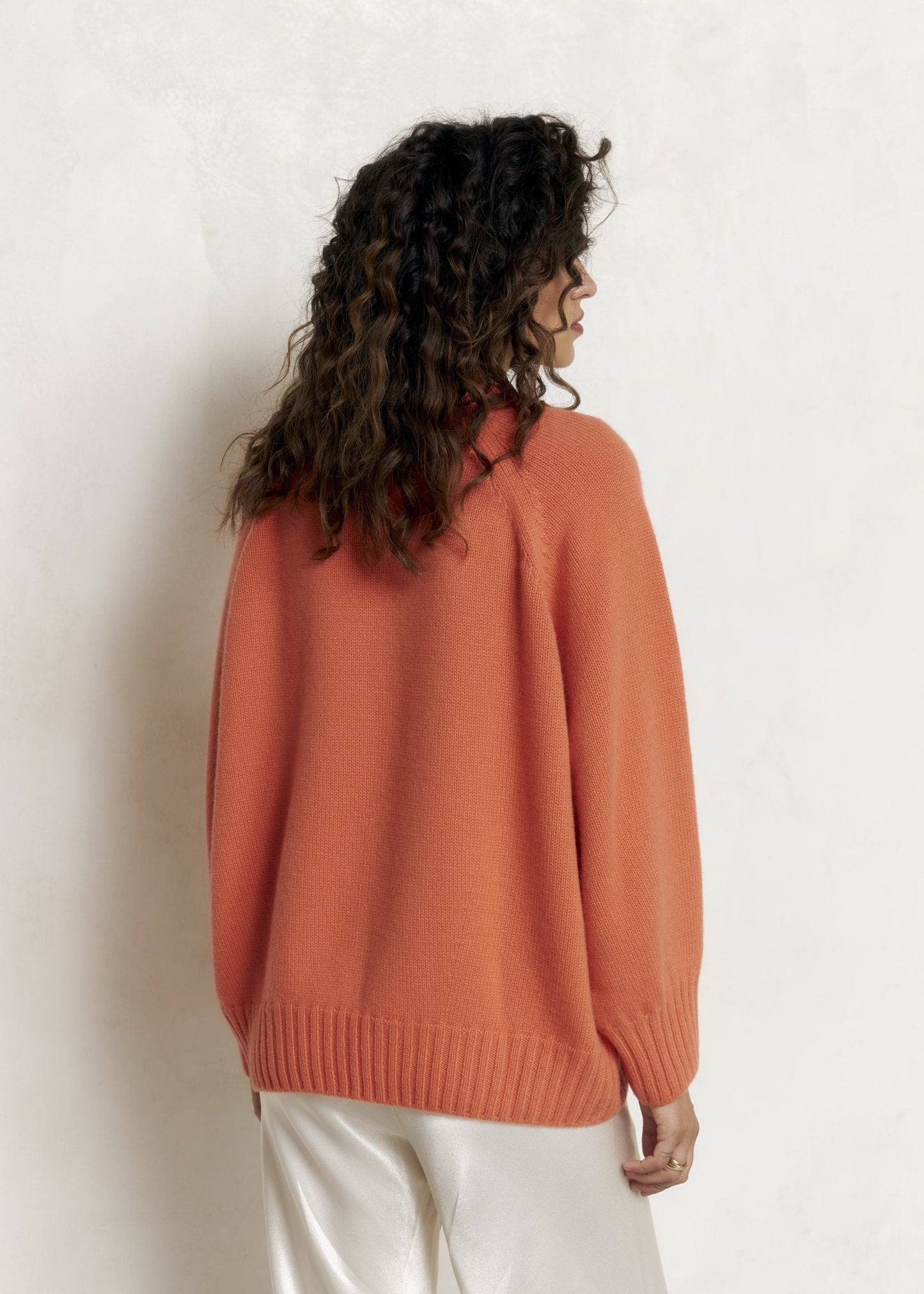 LYBID Crew - Neck Cashmere Sweater in Orange - NiSO