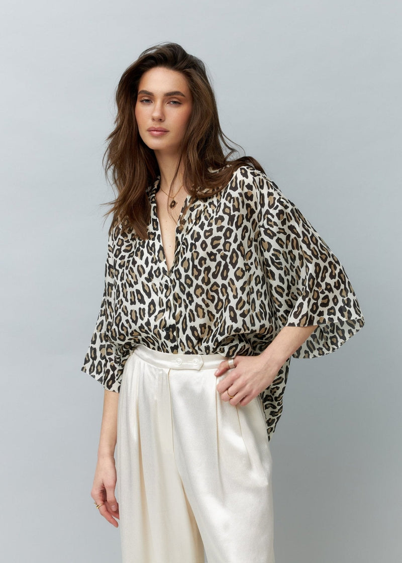 Leopard Premium Silk Blouse - silk blouse