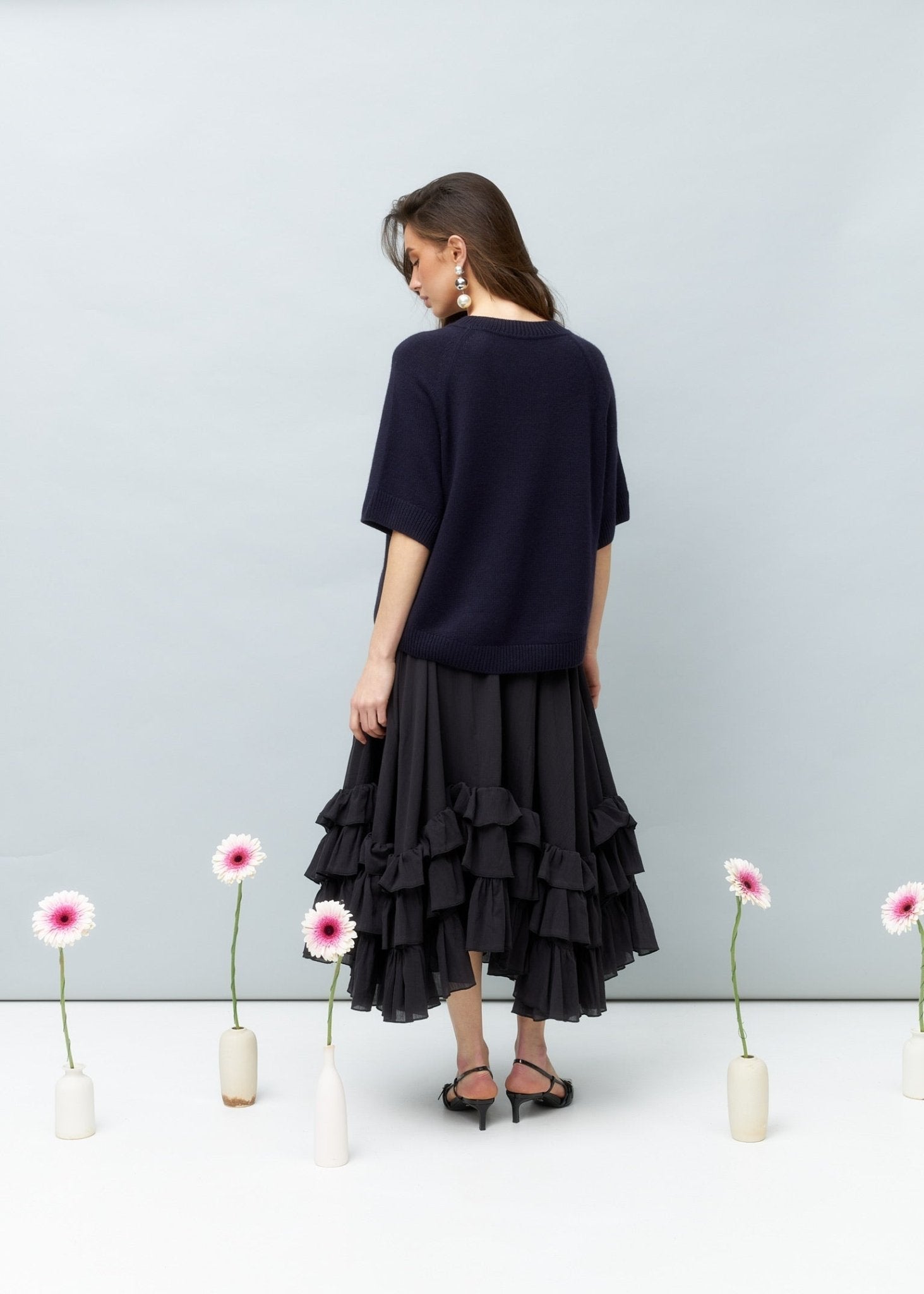 Lightweight Cashmere T-Shirt in Dark Blue - NiSO