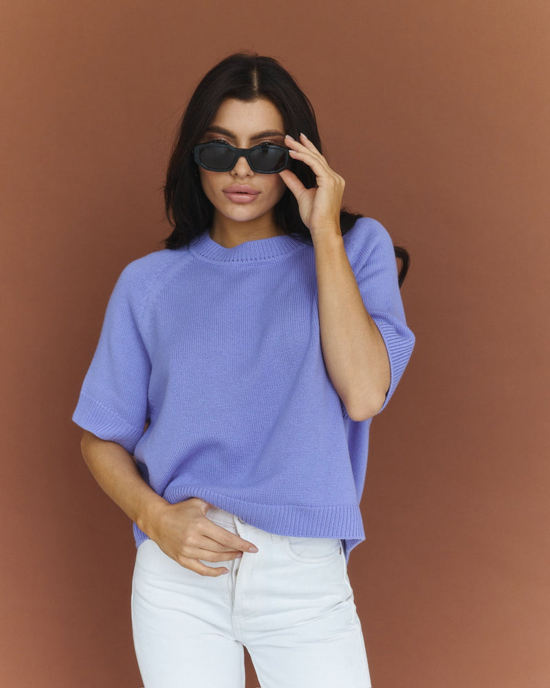 Lightweight 100% Cashmere T-Shirt in Lavender - NiSO
