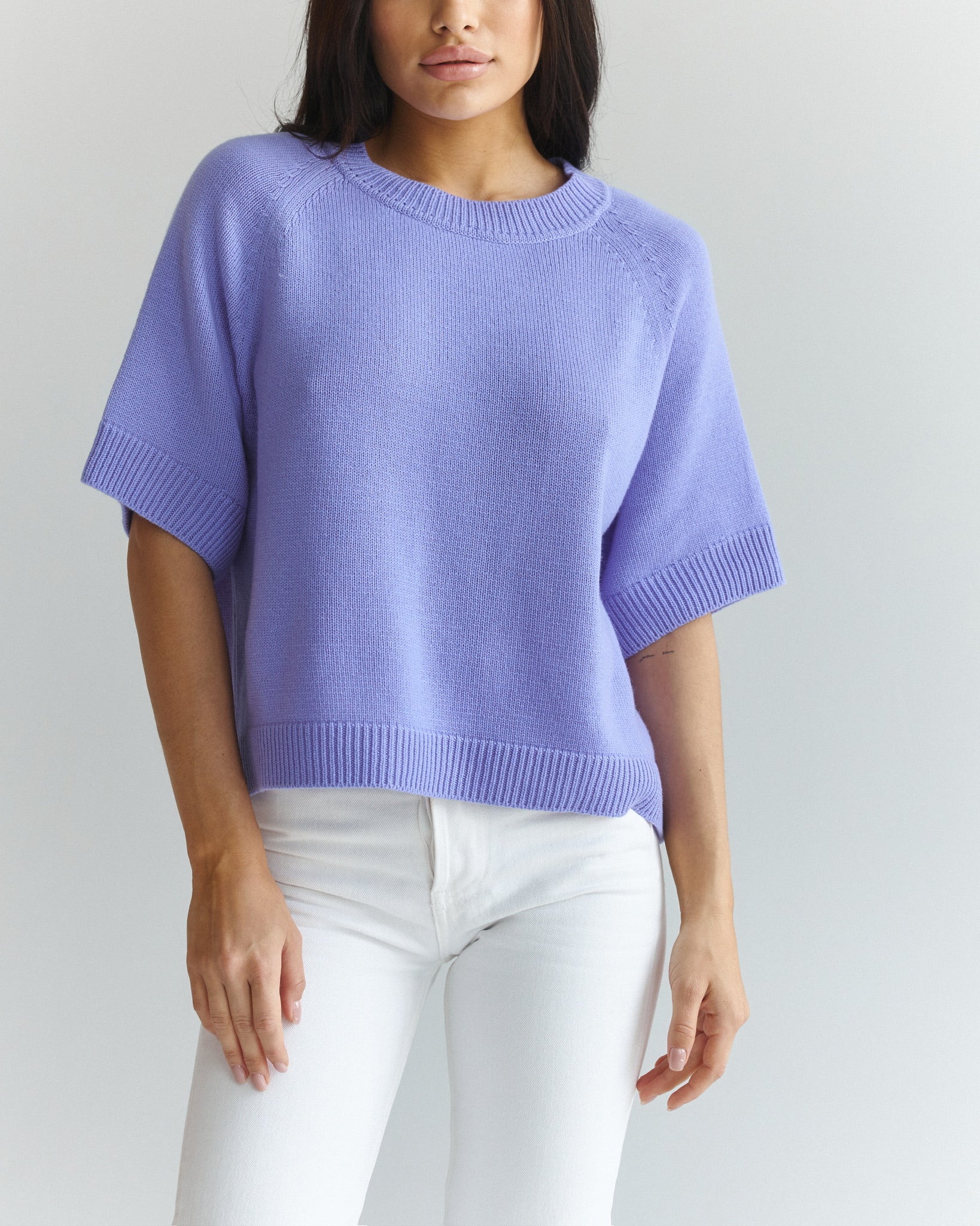Lightweight 100% Cashmere T-Shirt in Lavender - NiSO