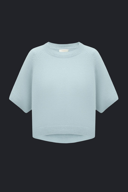 Lightweight Cashmere T-Shirt in Light Blue - NiSO