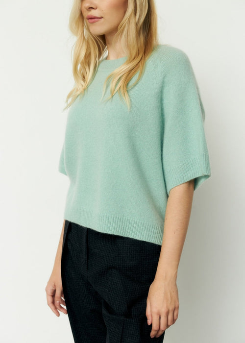 Lightweight 100% Cashmere T-Shirt in Mint - NiSO