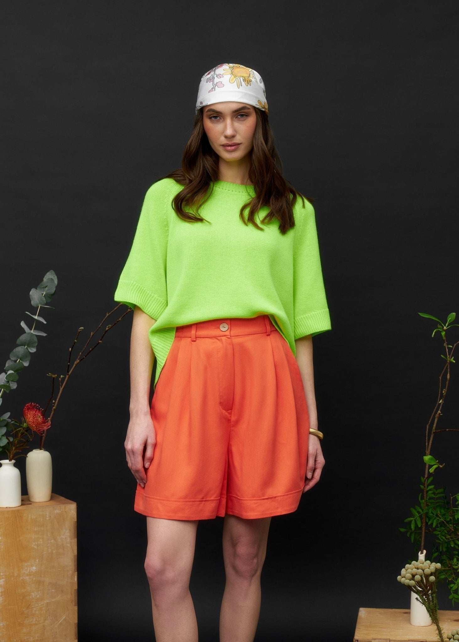 Lightweight 100% Cashmere T-Shirt in Neon Yellow - NiSO