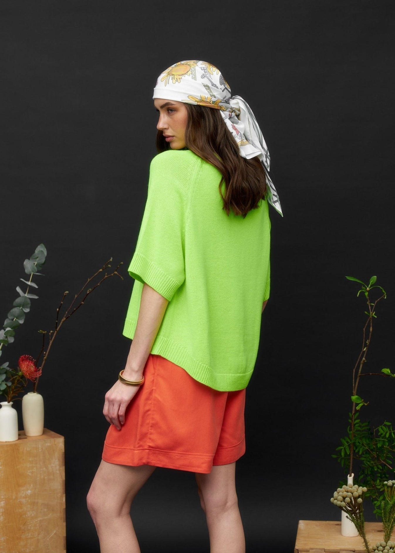 Lightweight 100% Cashmere T-Shirt in Neon Yellow - NiSO