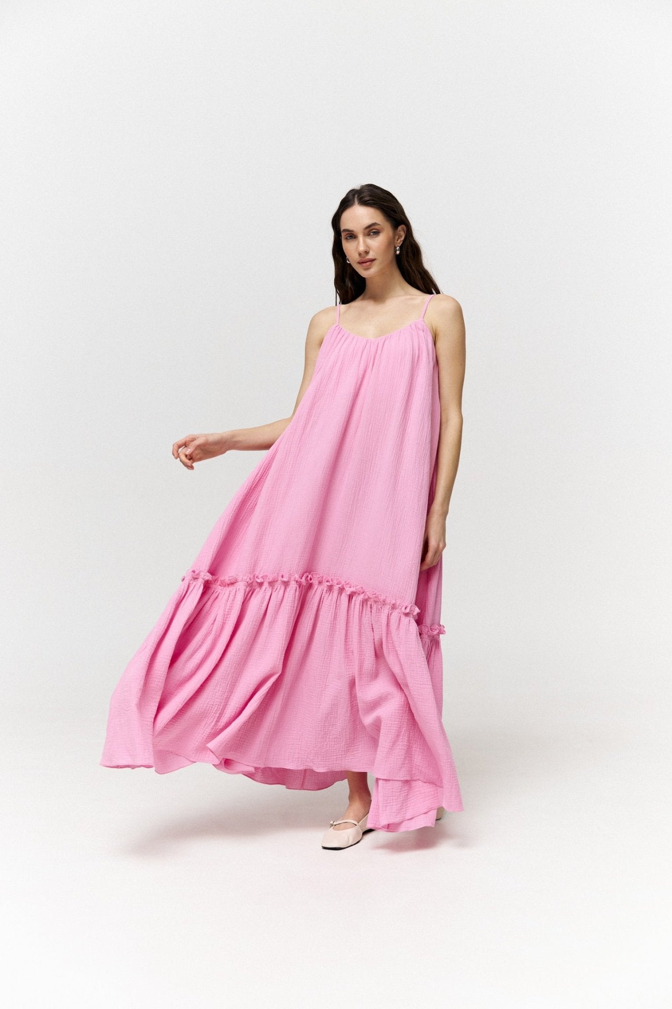 Universal Long Muslin Summer Dress in Pink - NiSO