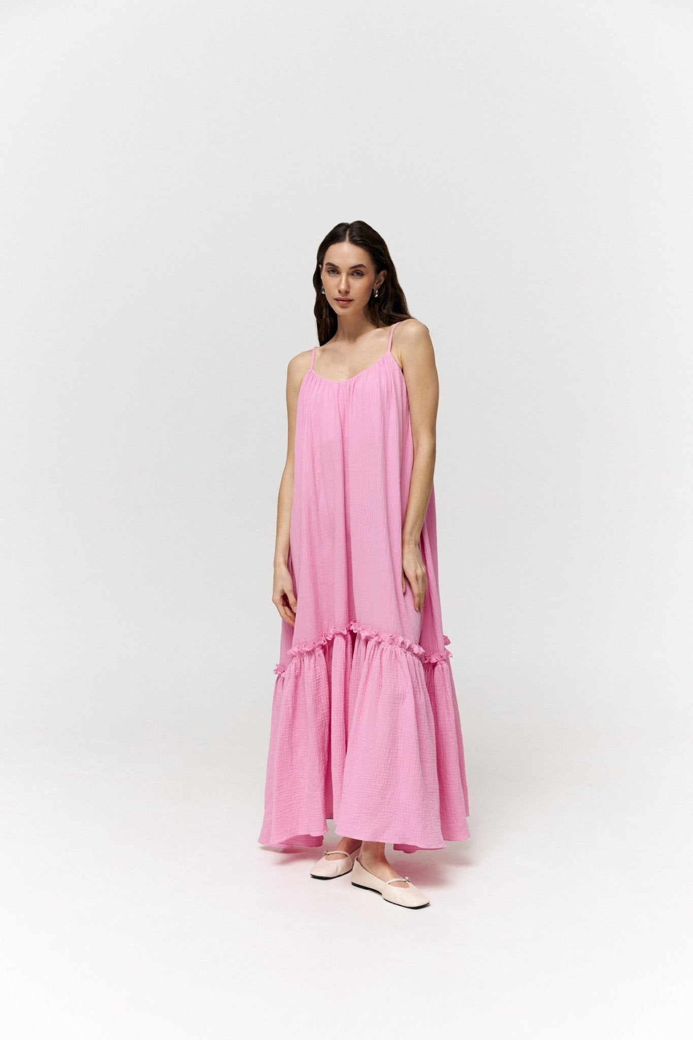 Universal Long Muslin Summer Dress in Pink - NiSO