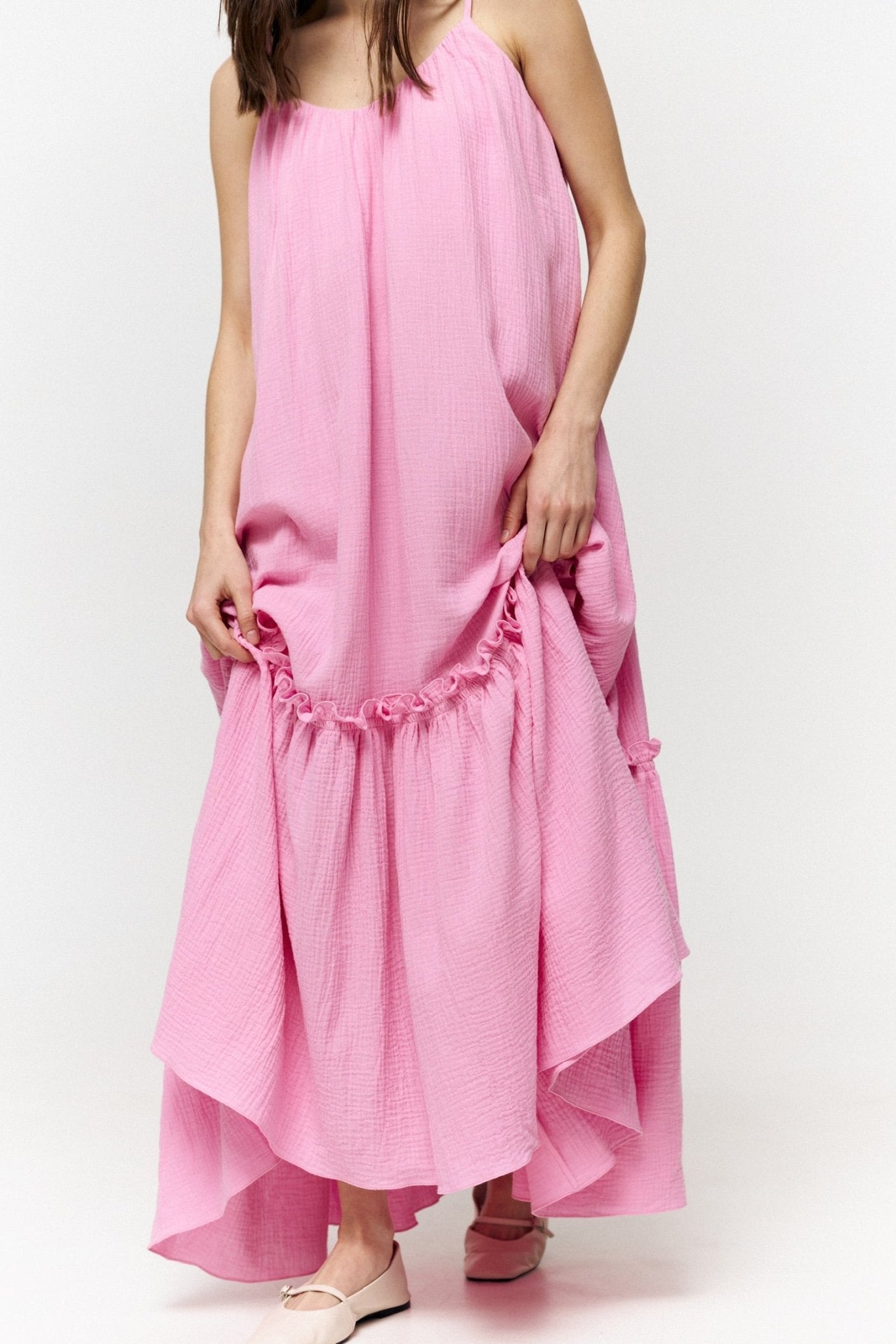 Universal Long Muslin Summer Dress in Pink - NiSO