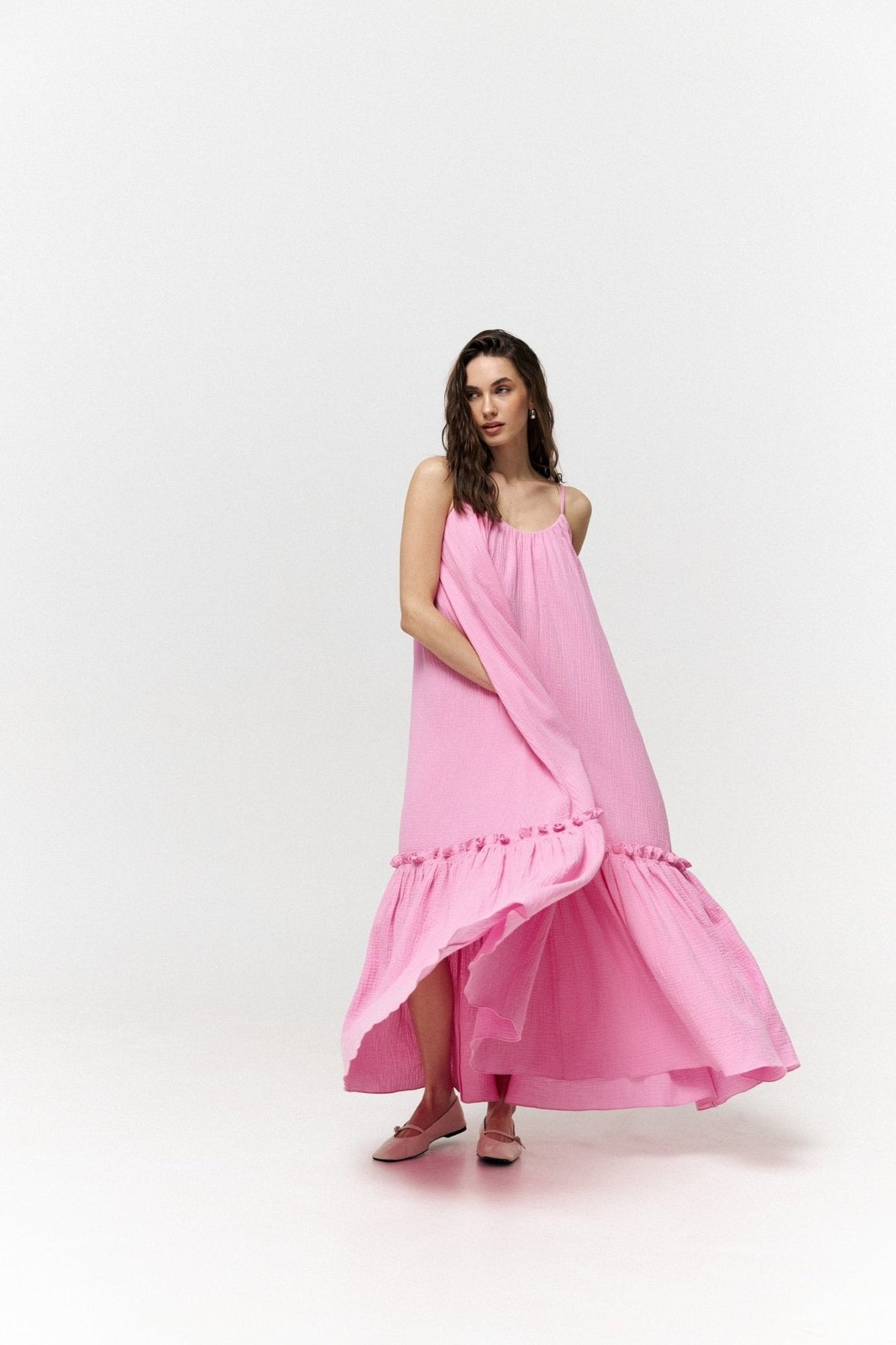 Universal Long Muslin Summer Dress in Pink - NiSO