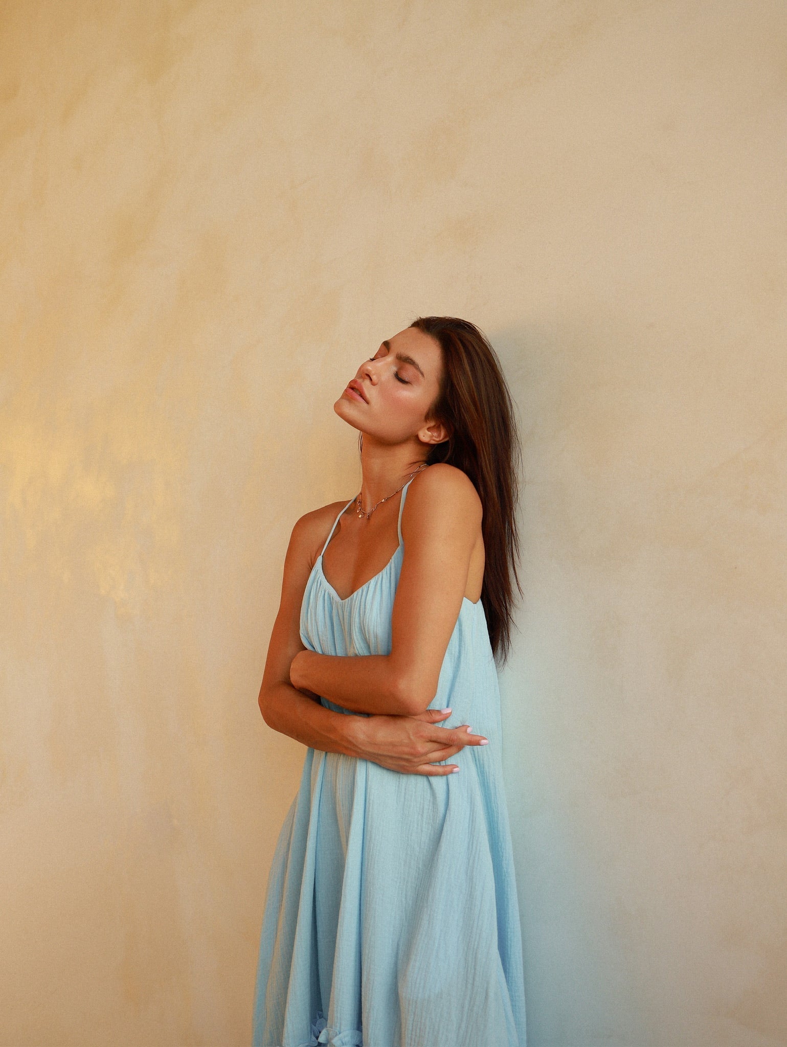 Universal Midi Muslin Summer Dress in Blue - NiSO