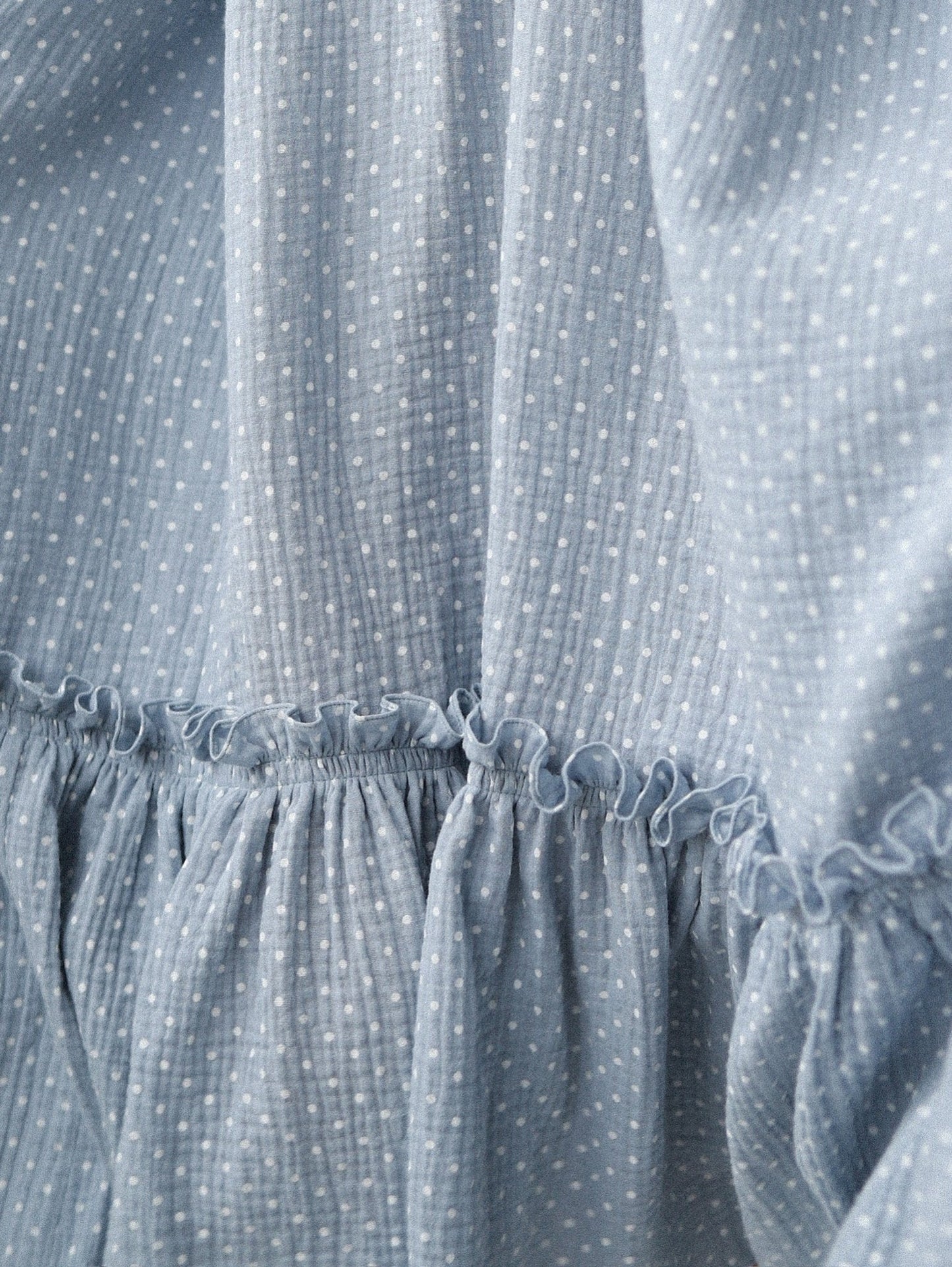 Universal Midi Muslin Summer Dress in Blue with Dots - NiSO
