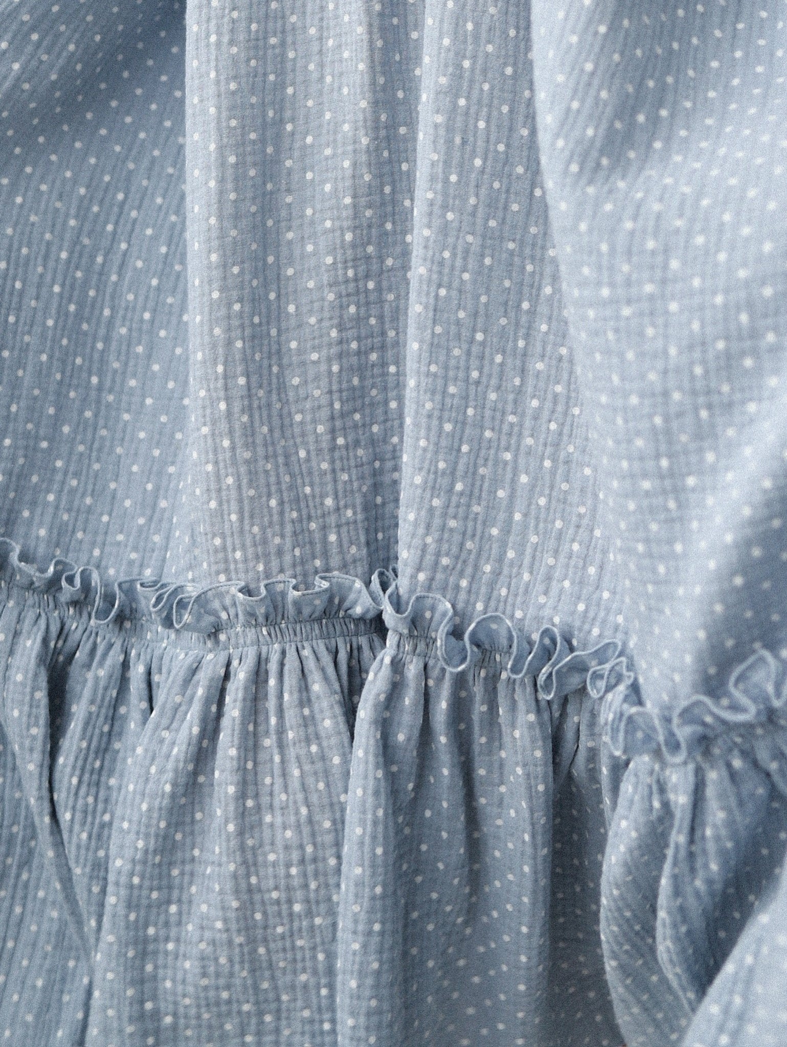 Universal Midi Muslin Summer Dress in Blue with Dots - NiSO