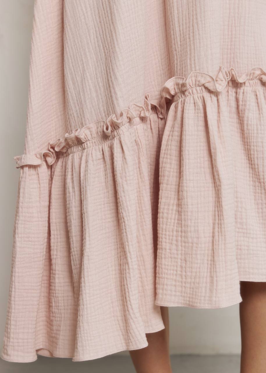 Universal Midi Muslin Summer Dress in Powder - NiSO