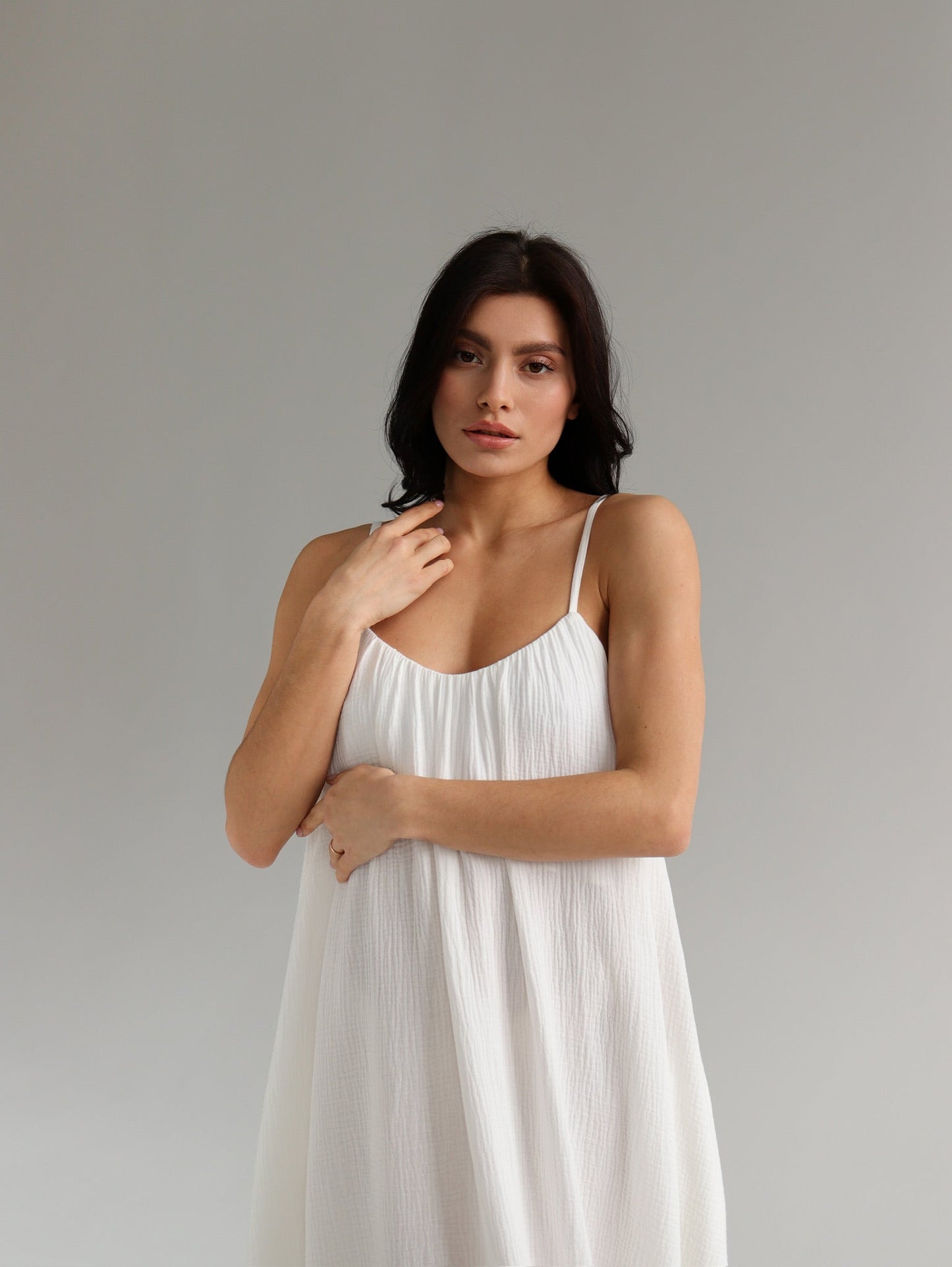 Universal Midi Muslin Summer Dress in White - NiSO
