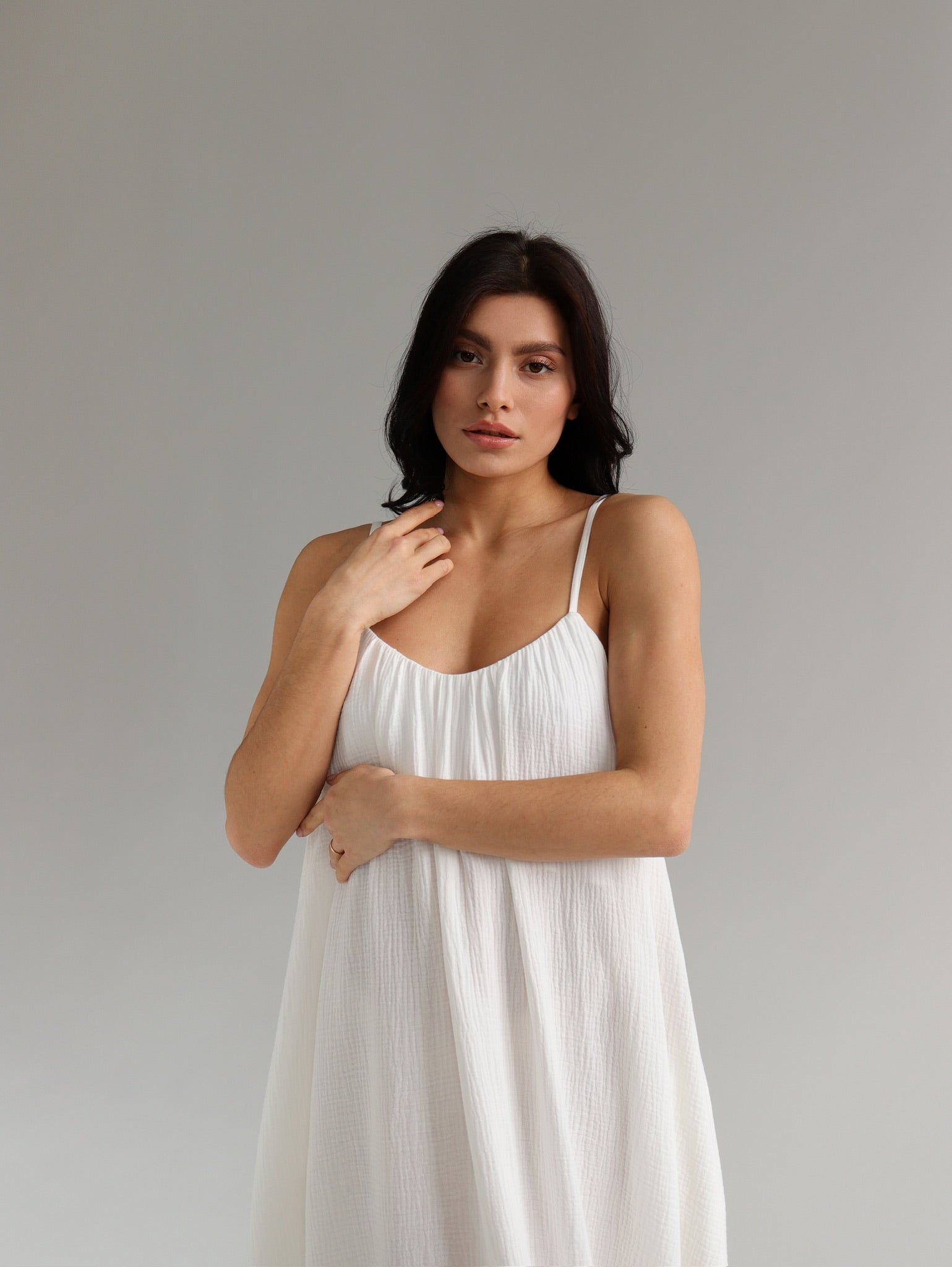 Universal Midi Muslin Summer Dress in White - NiSO