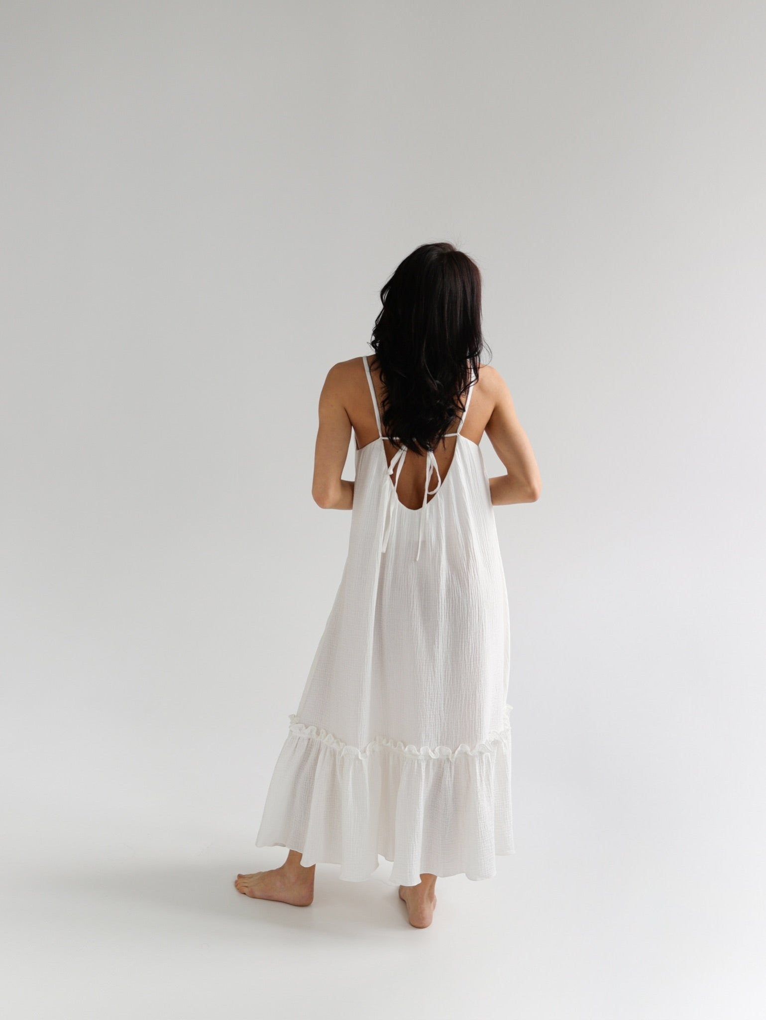 Universal Midi Muslin Summer Dress in White - NiSO