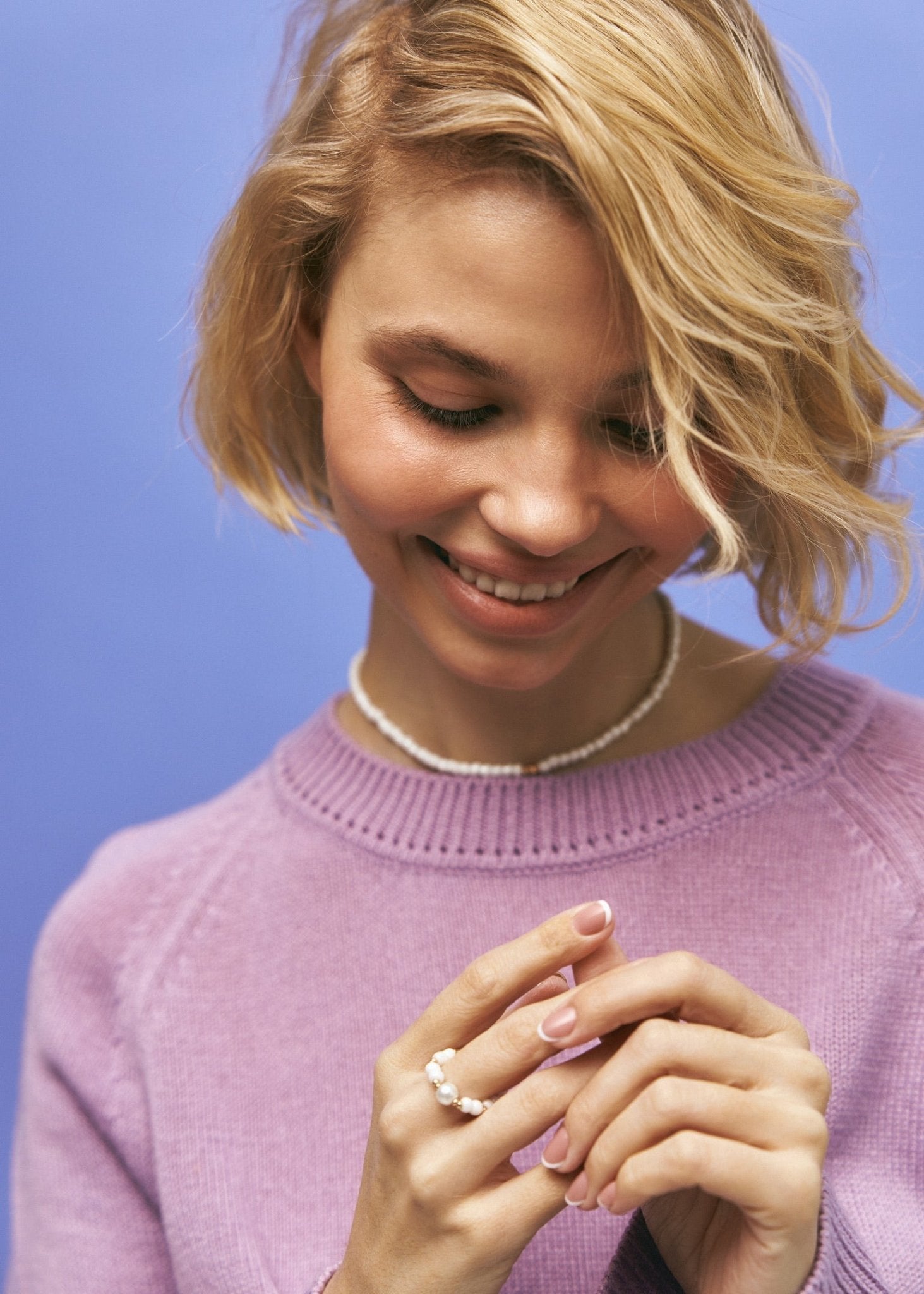 Crew - Neck 100% Cashmere Long Sweater in Lavender - NiSO