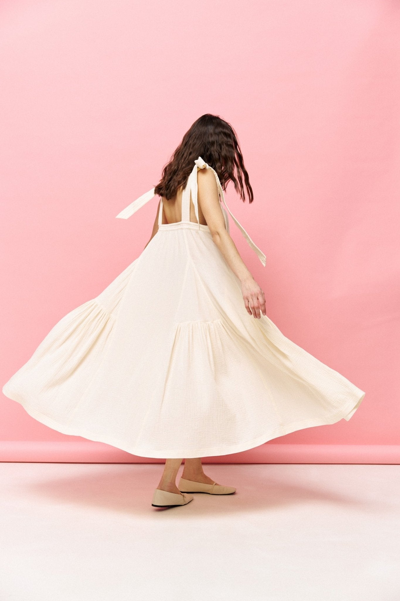 Universal Long Muslin Summer Dress in Ivory - NiSO