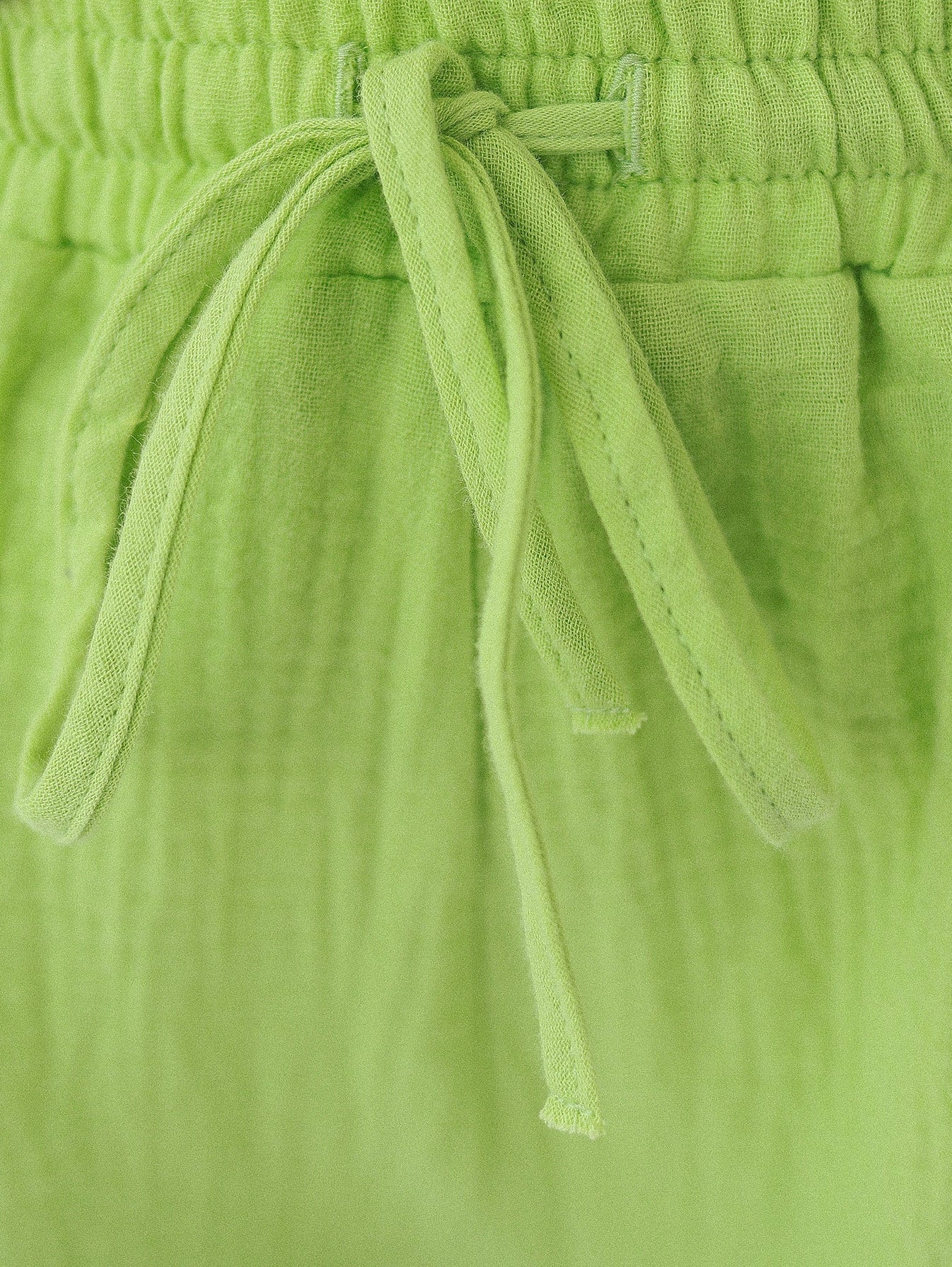 Natural Muslin Set with Shorts in Green - NiSO