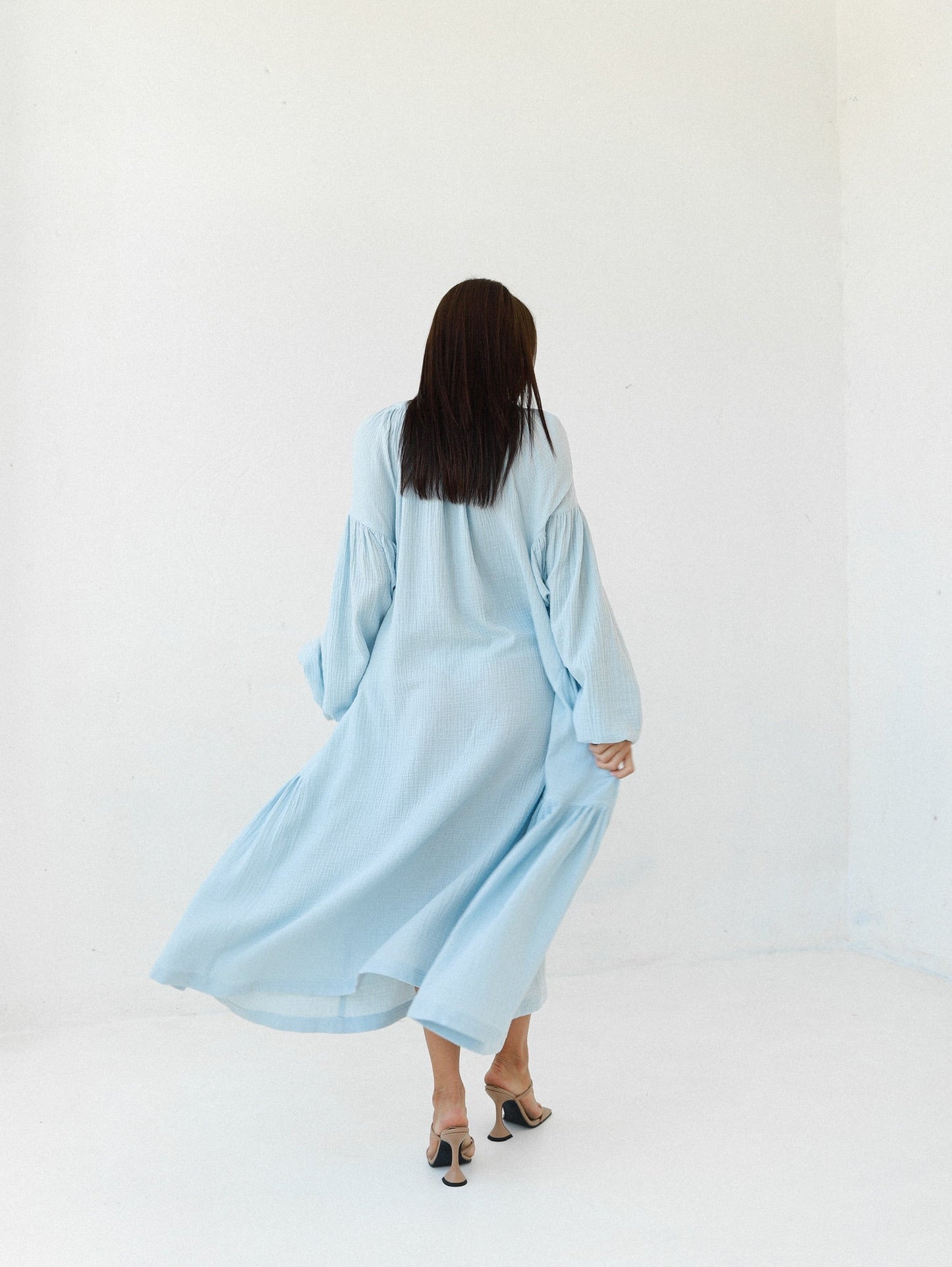 Universal Long Muslin Dress "Olenka" in Blue - NiSO