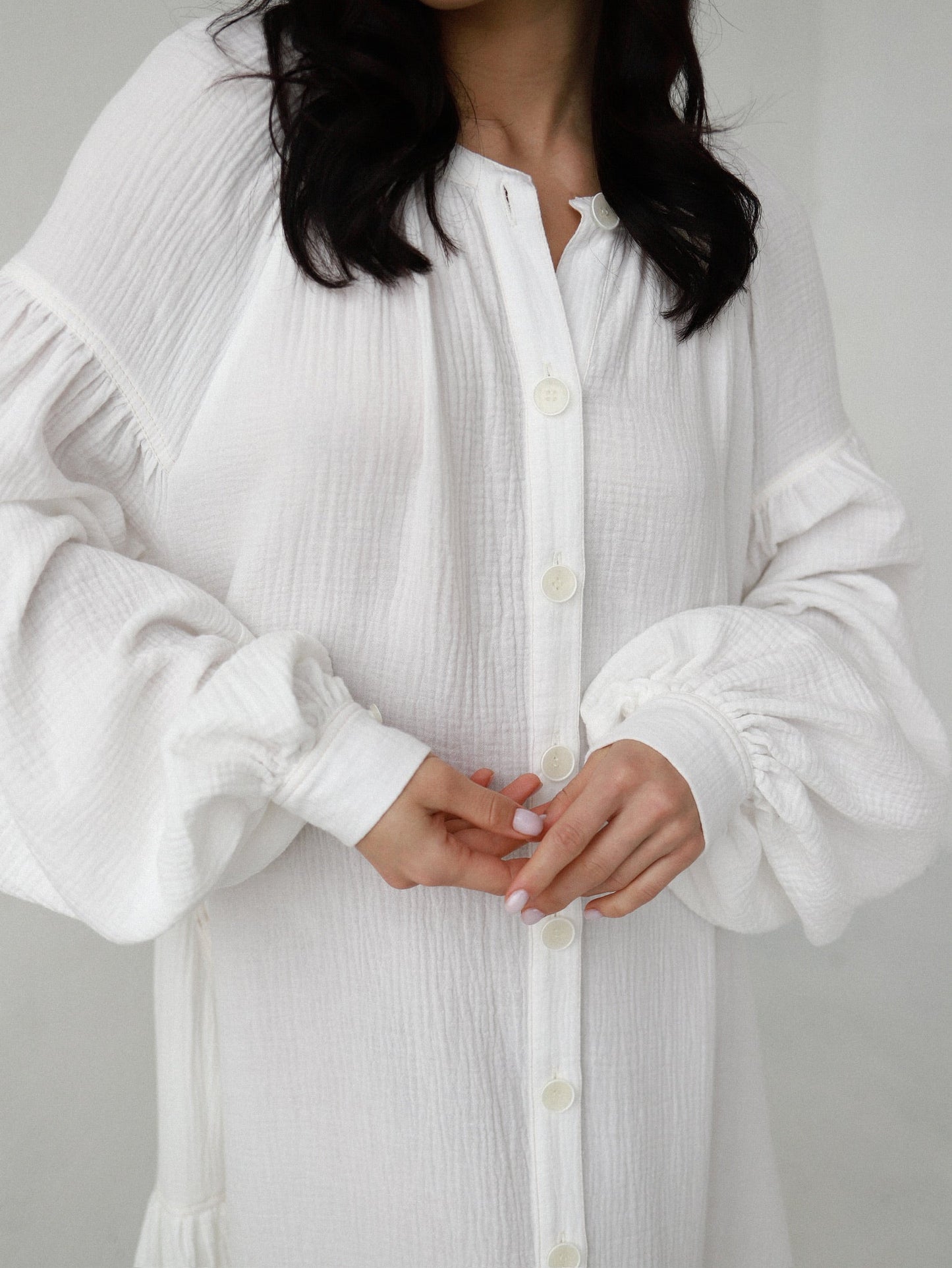 Universal Midi Muslin Dress "Olenka" in White - NiSO