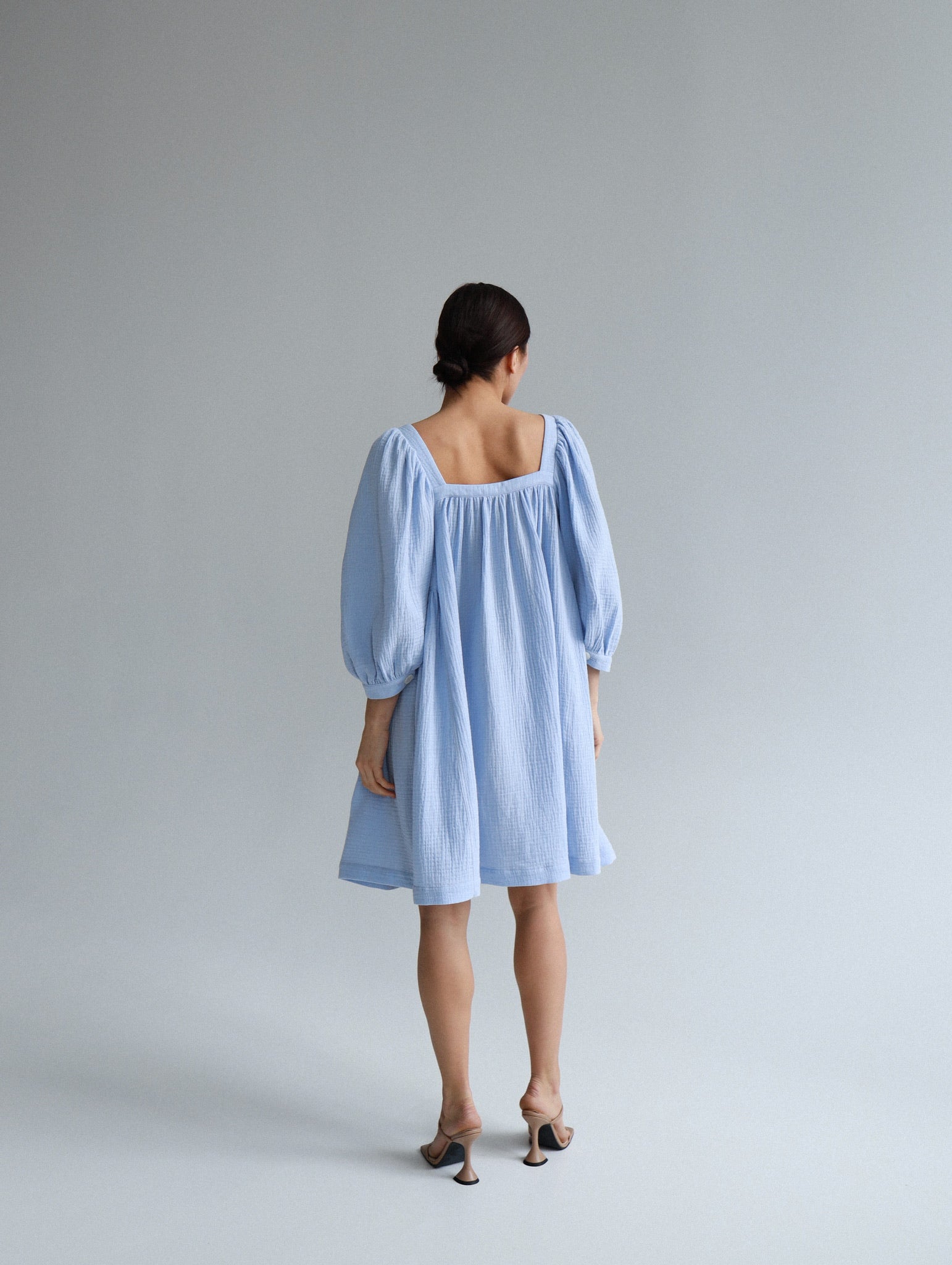Universal Short Muslin Summer Dress in Blue - NiSO