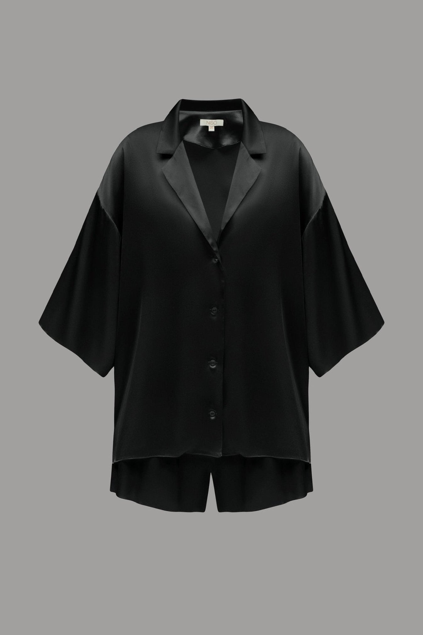 Pure Silk Blouse and Shorts Set in Black - NiSO