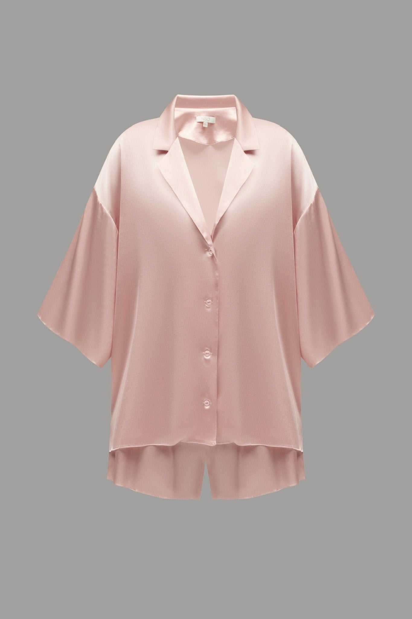 Pure Silk Blouse and Shorts Set in Powder - NiSO