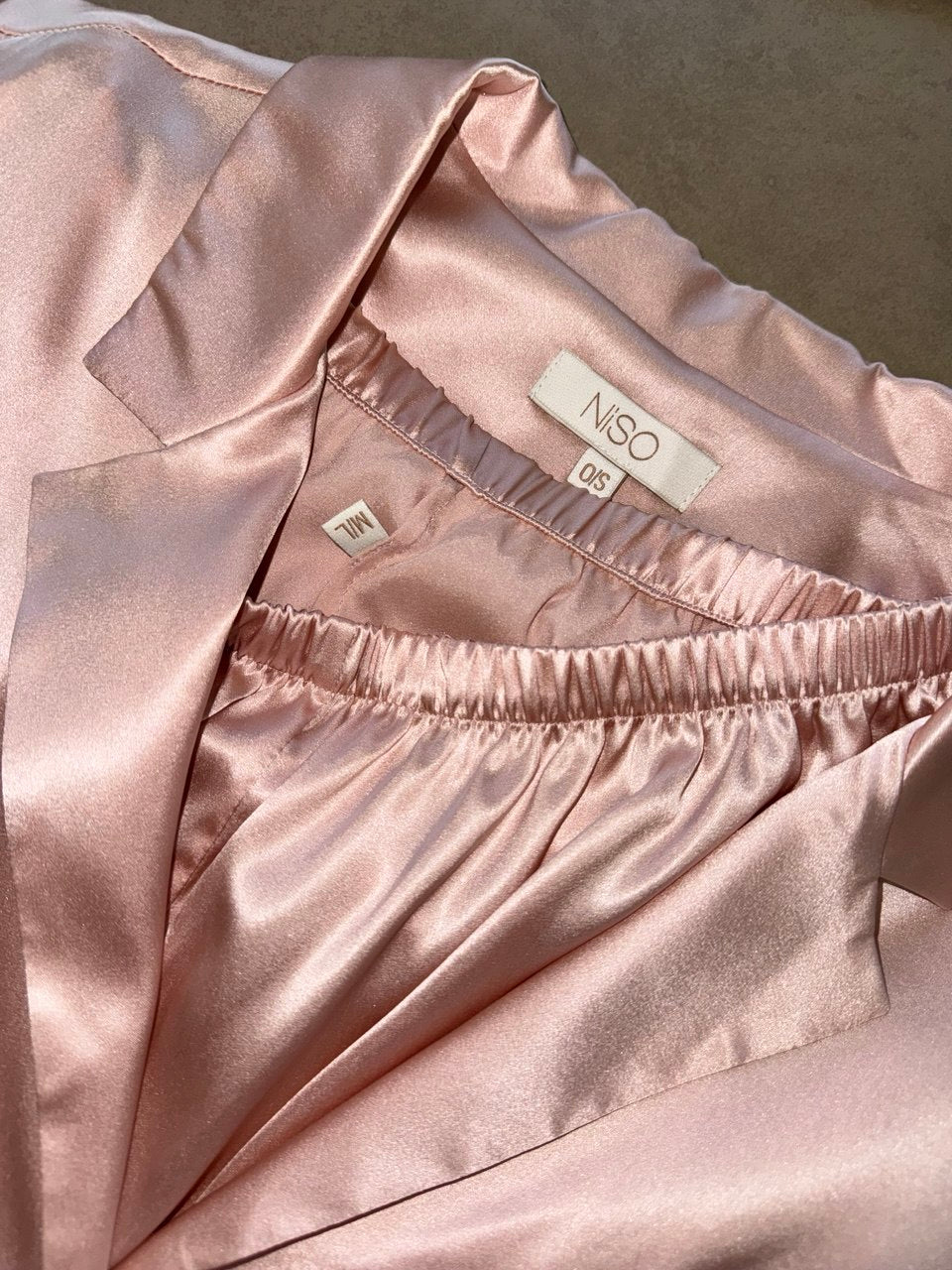 Pure Silk Blouse and Shorts Set in Powder - NiSO