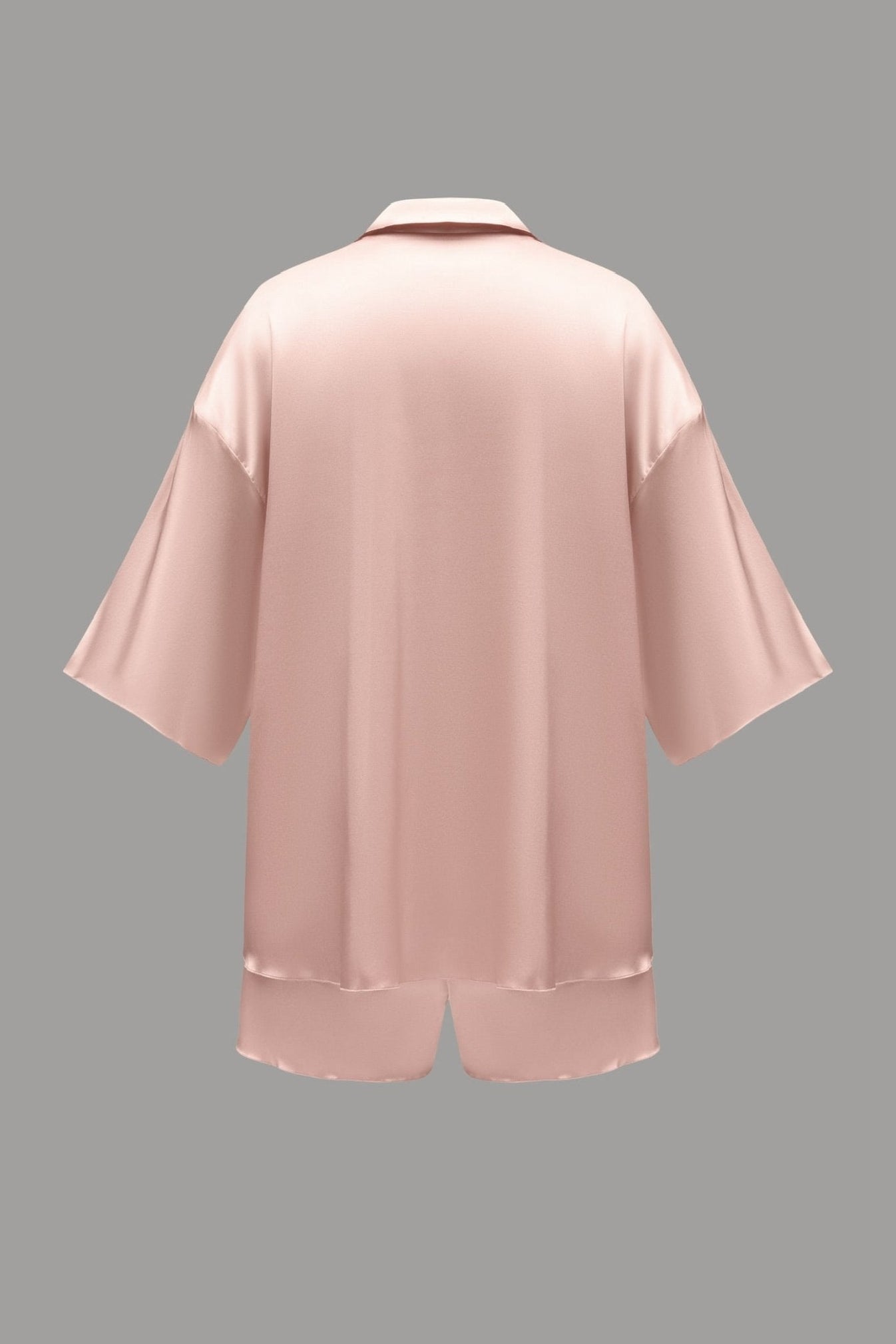 Pure Silk Blouse and Shorts Set in Powder - NiSO