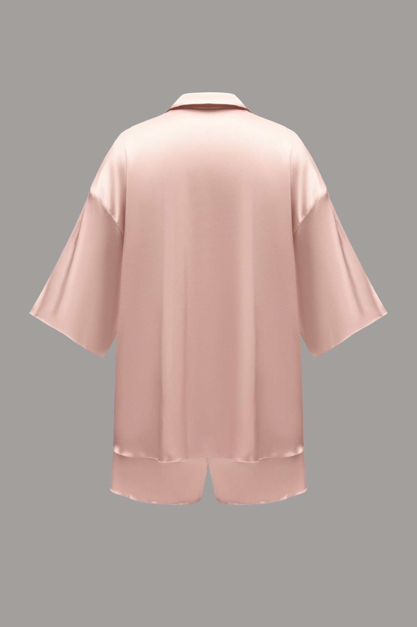 Pure Silk Blouse and Shorts Set in Powder - NiSO