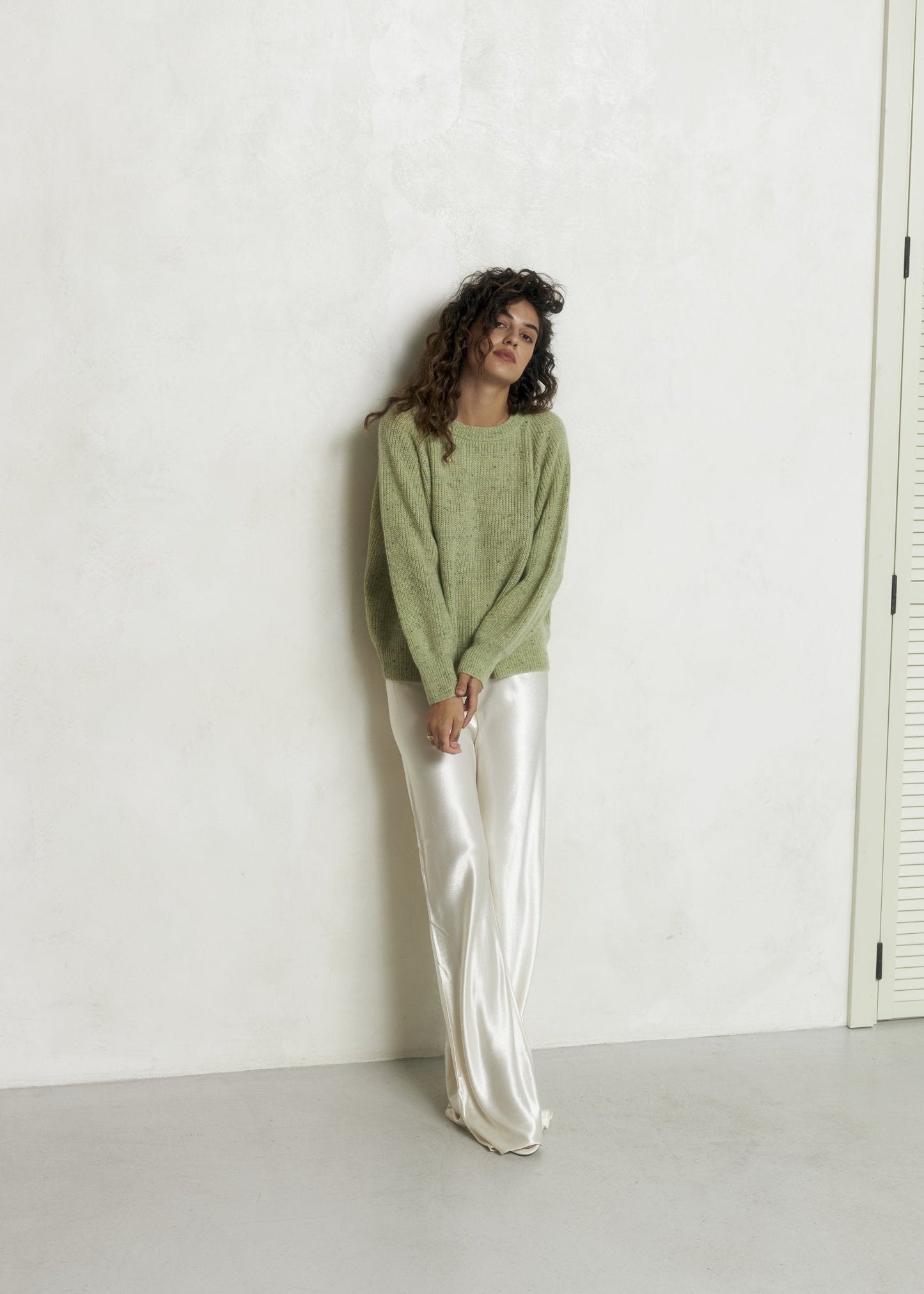 RUTA Ribbed - knit Cashmere Sweater in Melange Green - NiSO
