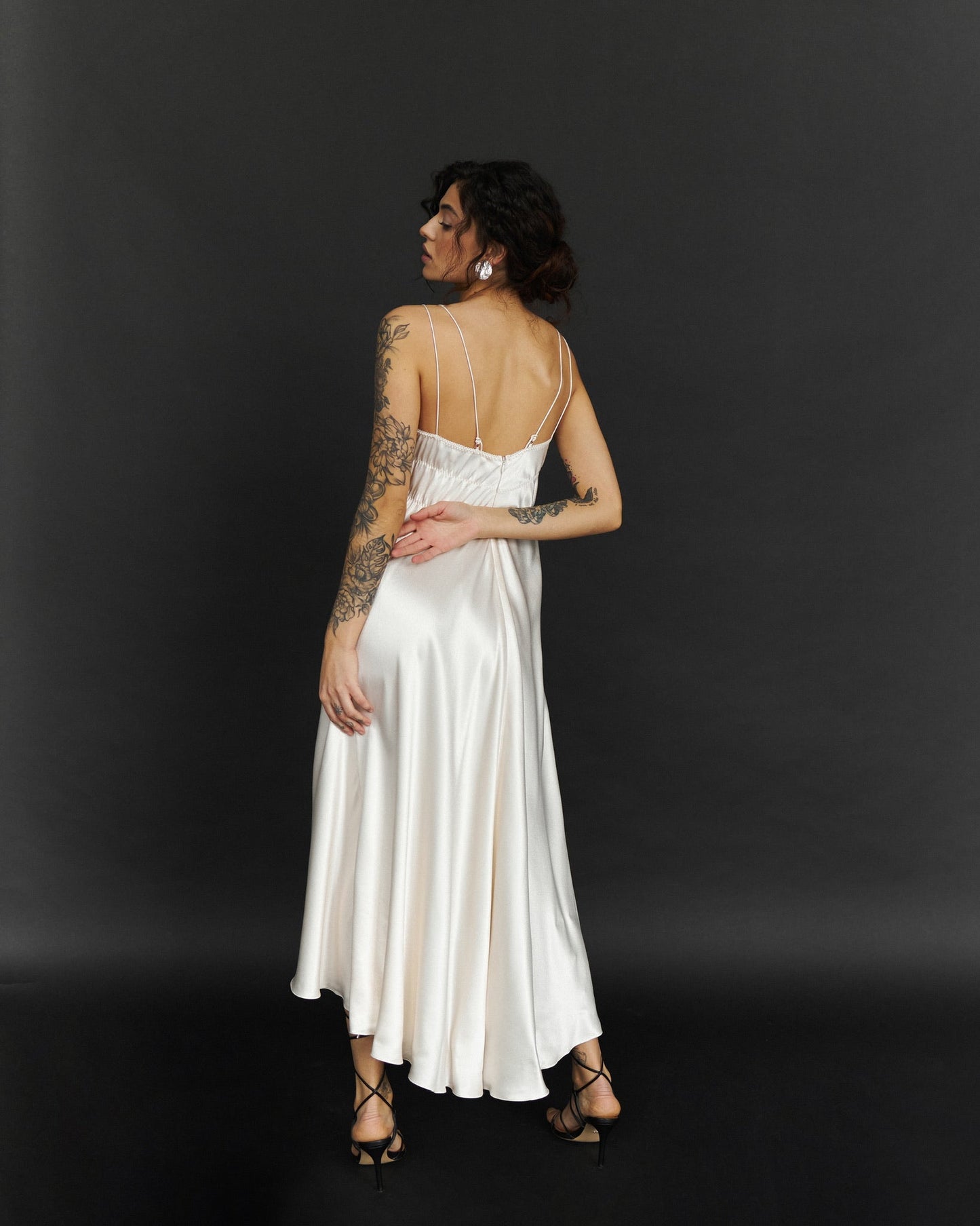 Silk Blend Dress in White - NiSO