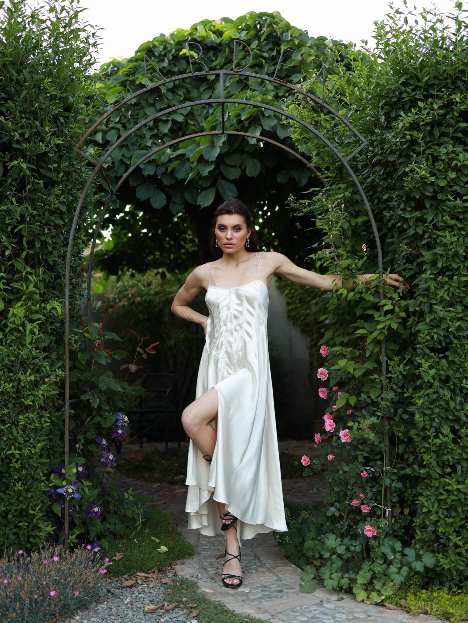 Silk Blend Dress in White - NiSO