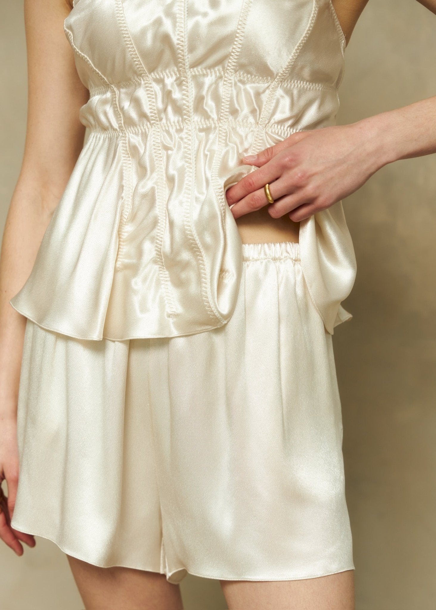 Silk Blend Long Top in Champagne - NiSO