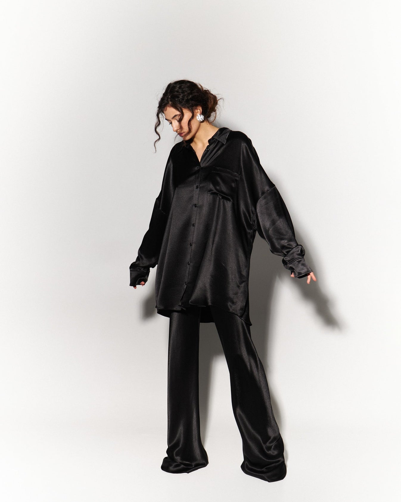 Silk Blend Trousers in Black - NiSO