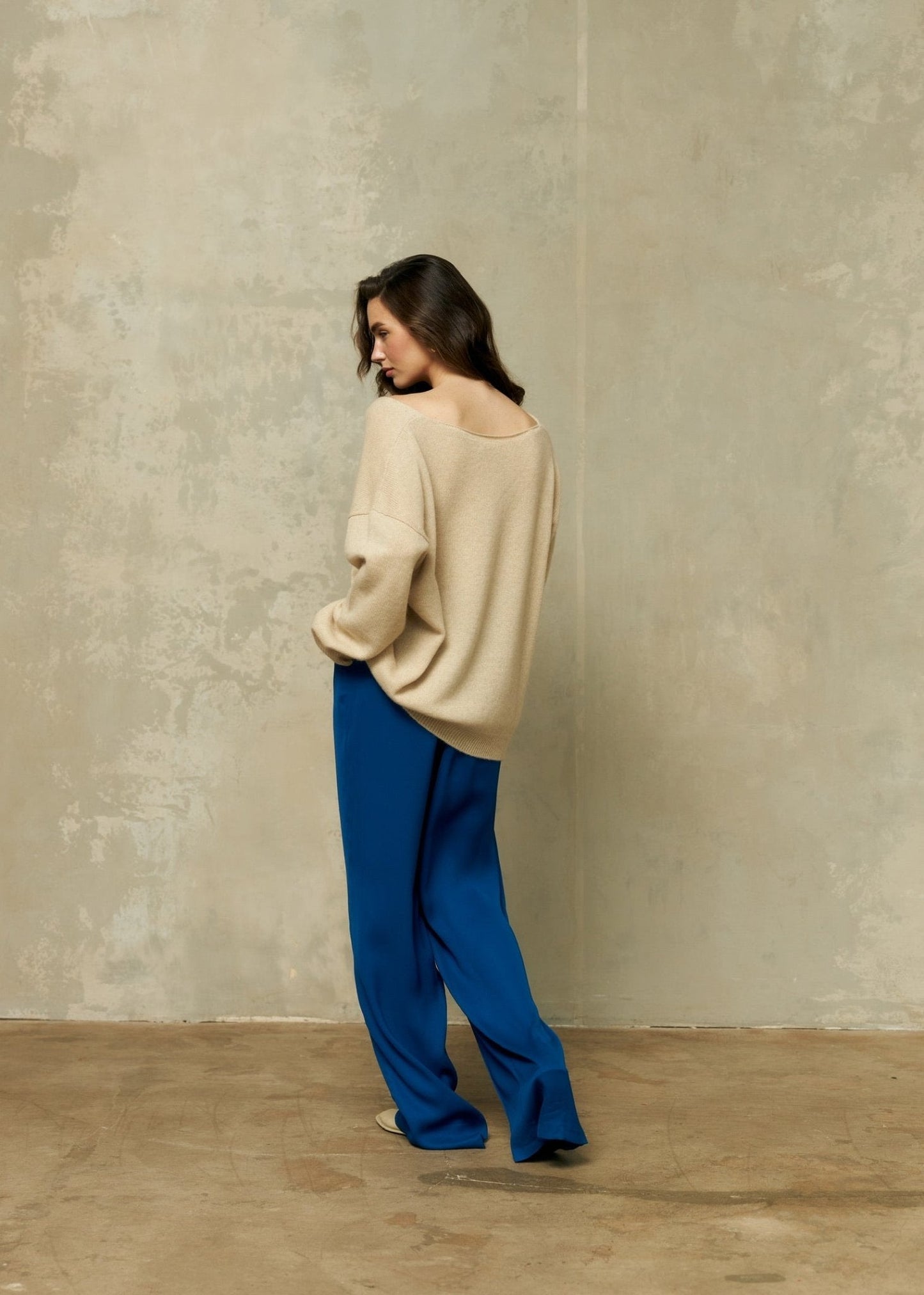 Silk Blend Trousers in Blue - NiSO