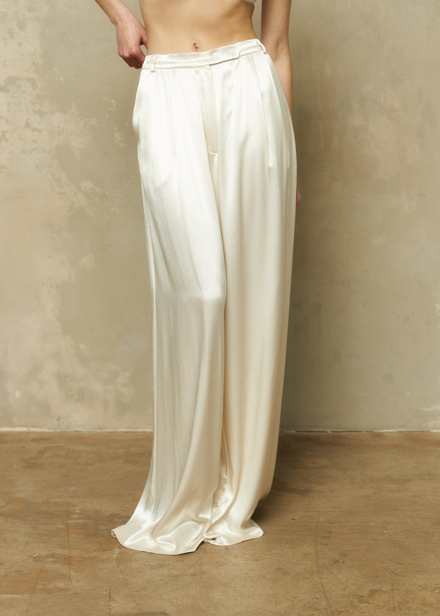 Silk Blend Trousers in Champagne - NiSO