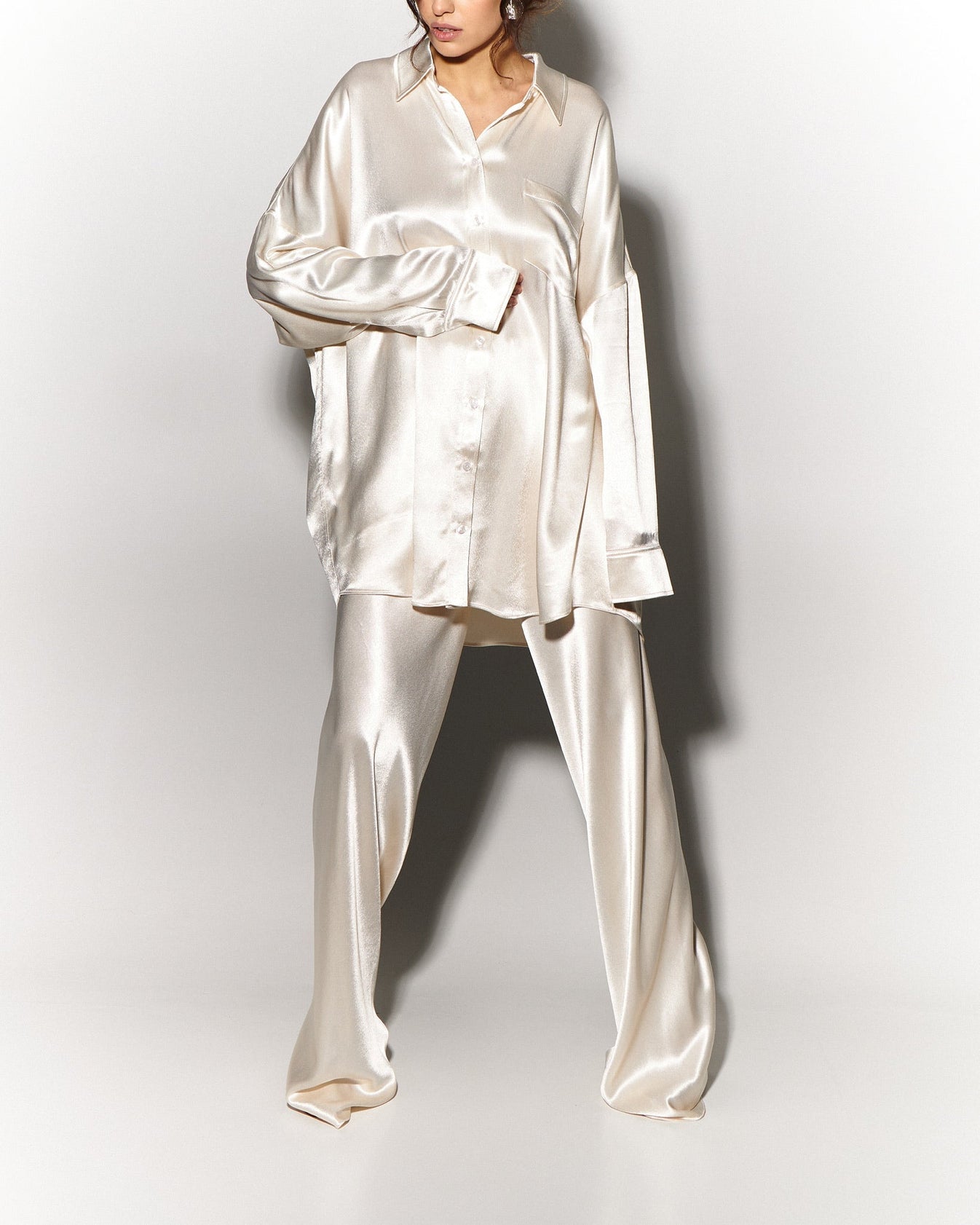 Silk Trousers in Champagne - NiSO - Silk Trousers