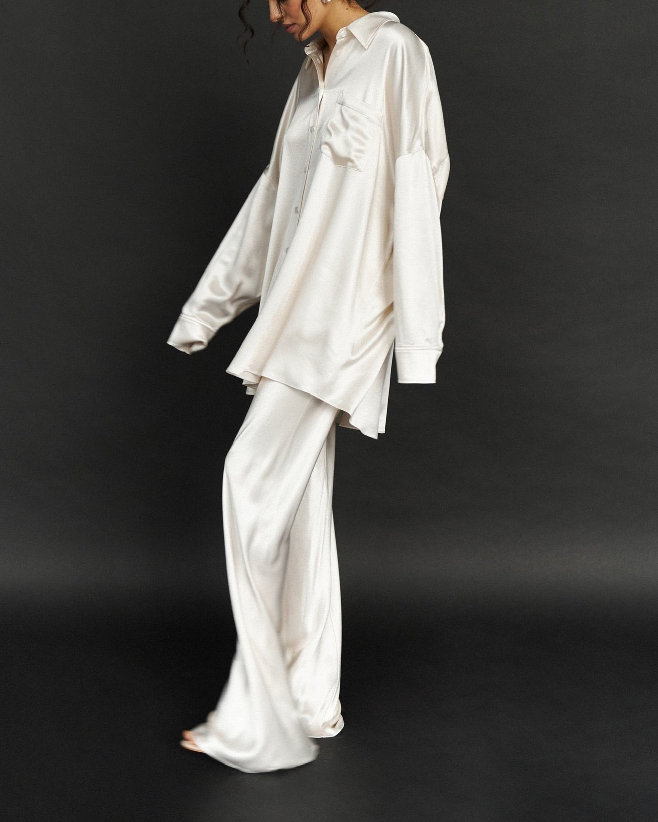 Silk Trousers in Champagne - NiSO - Silk Trousers