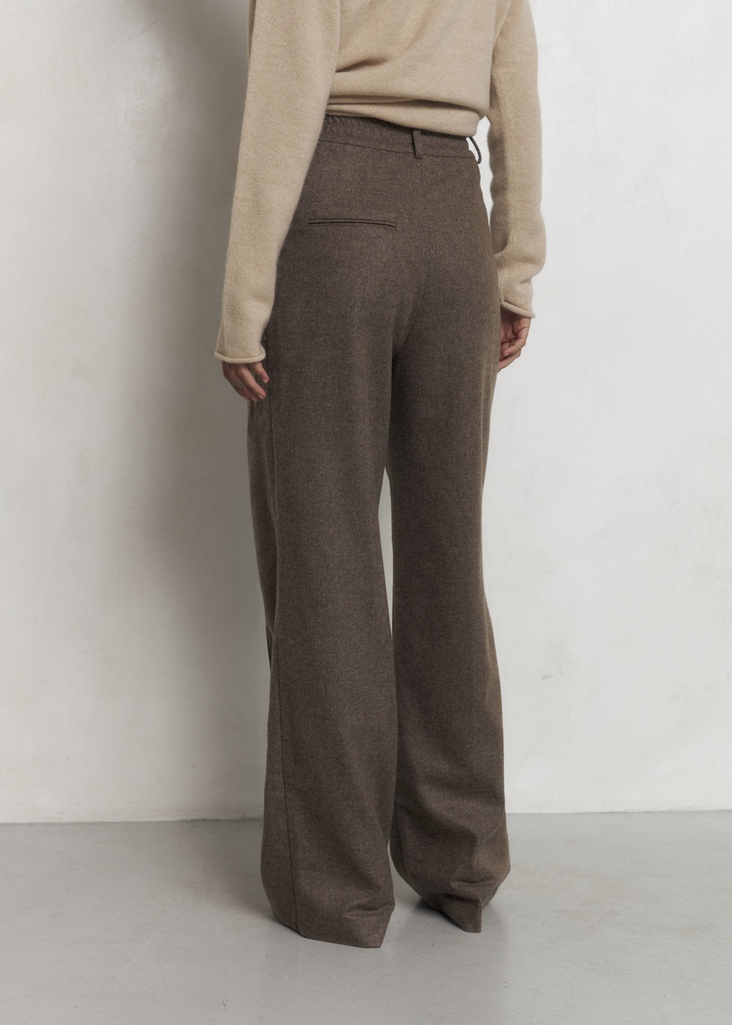 Wool Palazzo Trousers in Brown - NiSO