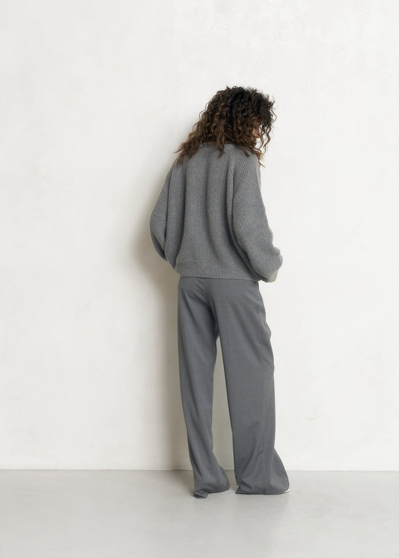 Wool Palazzo Trousers in Gray - Trousers - Palazzo trousers