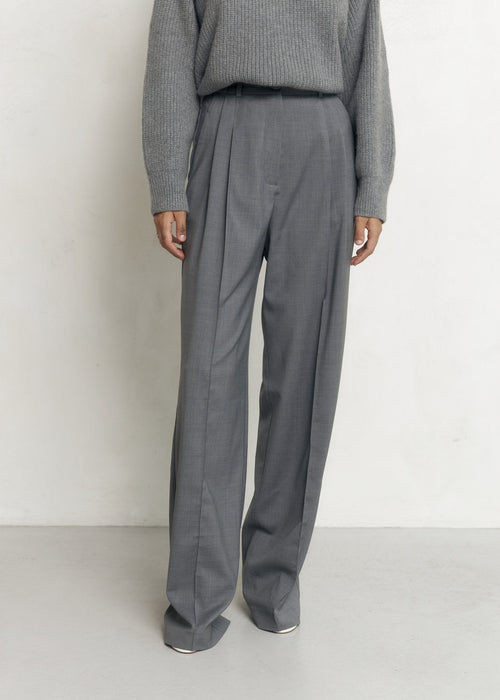 Wool Palazzo Trousers in Gray - Trousers - Palazzo trousers