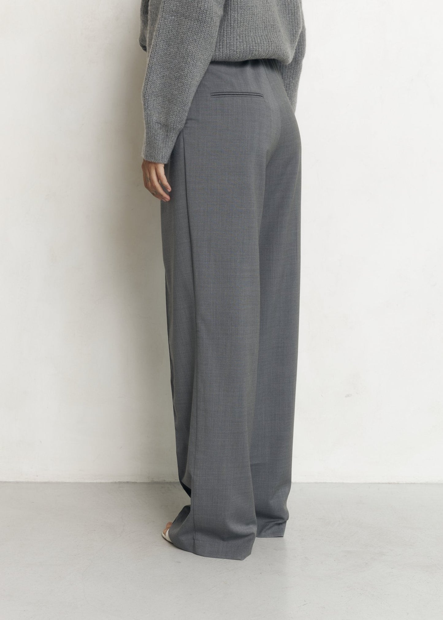 Wool Palazzo Trousers in Gray - NiSO