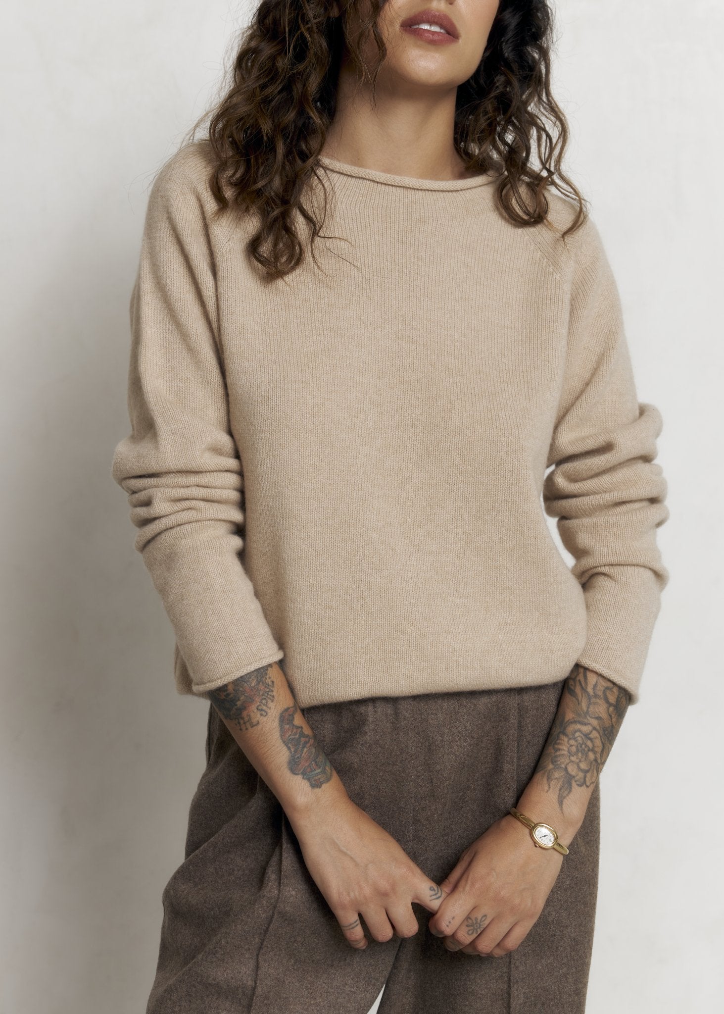 YASNA Cashmere Sweater in Beige - NiSO